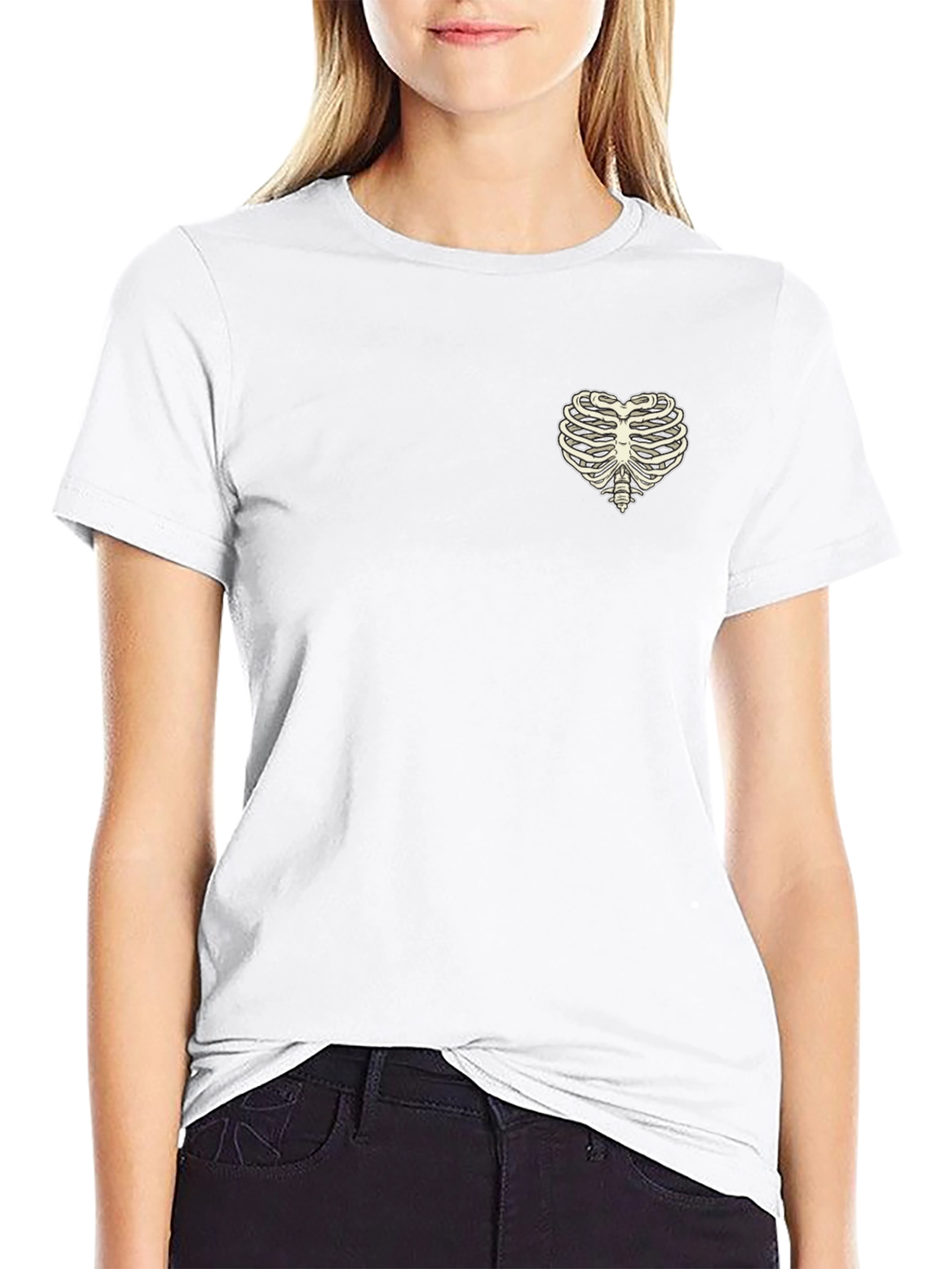 Heart Ribcage Graphic T-Shirt - Black