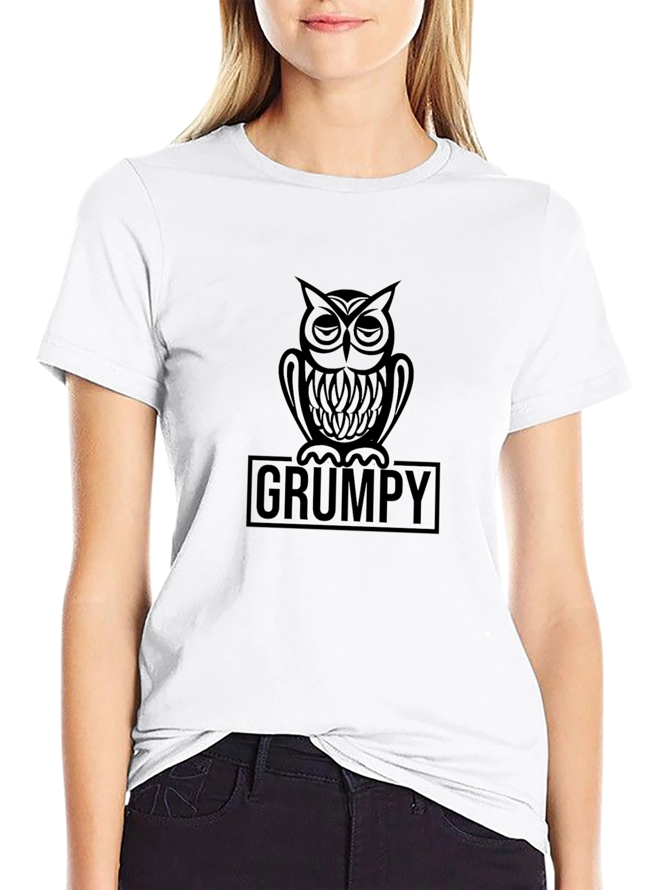 Grumpy Owl Graphic T-Shirt - Mens Black Tee