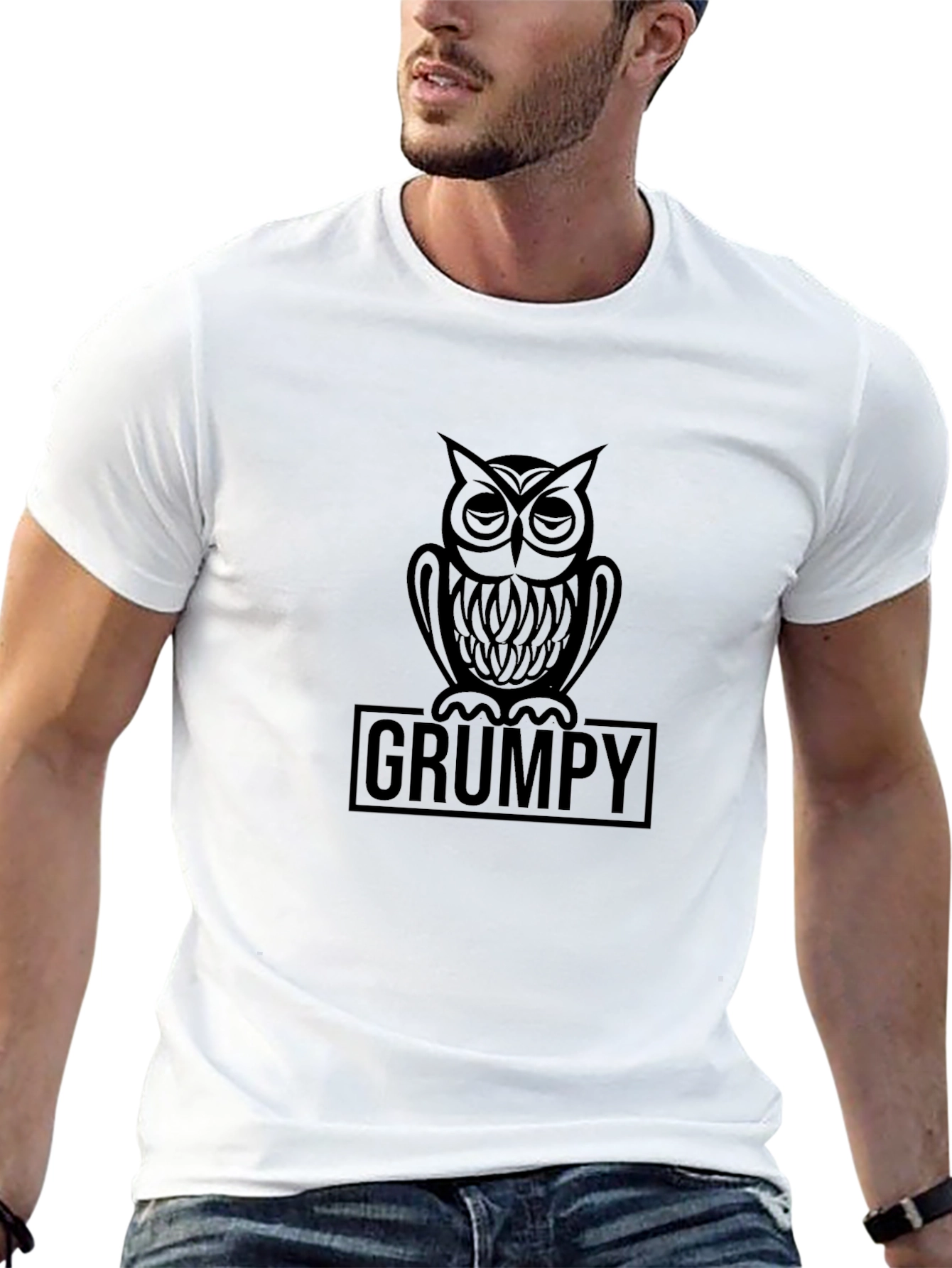 Grumpy Owl Graphic T-Shirt - Mens Black Tee