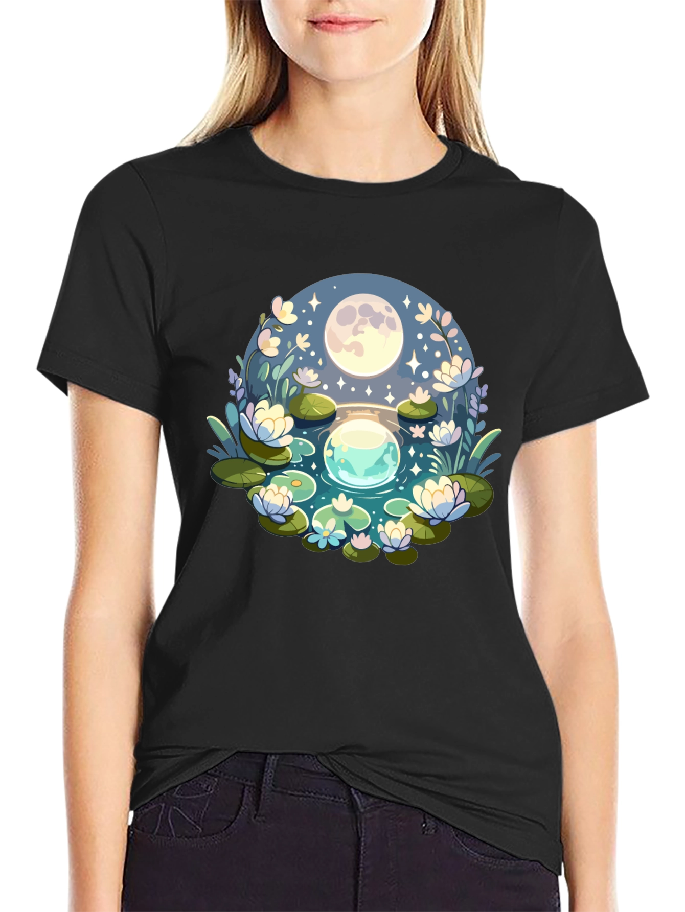 Magical Moonlit Pond Graphic Tee