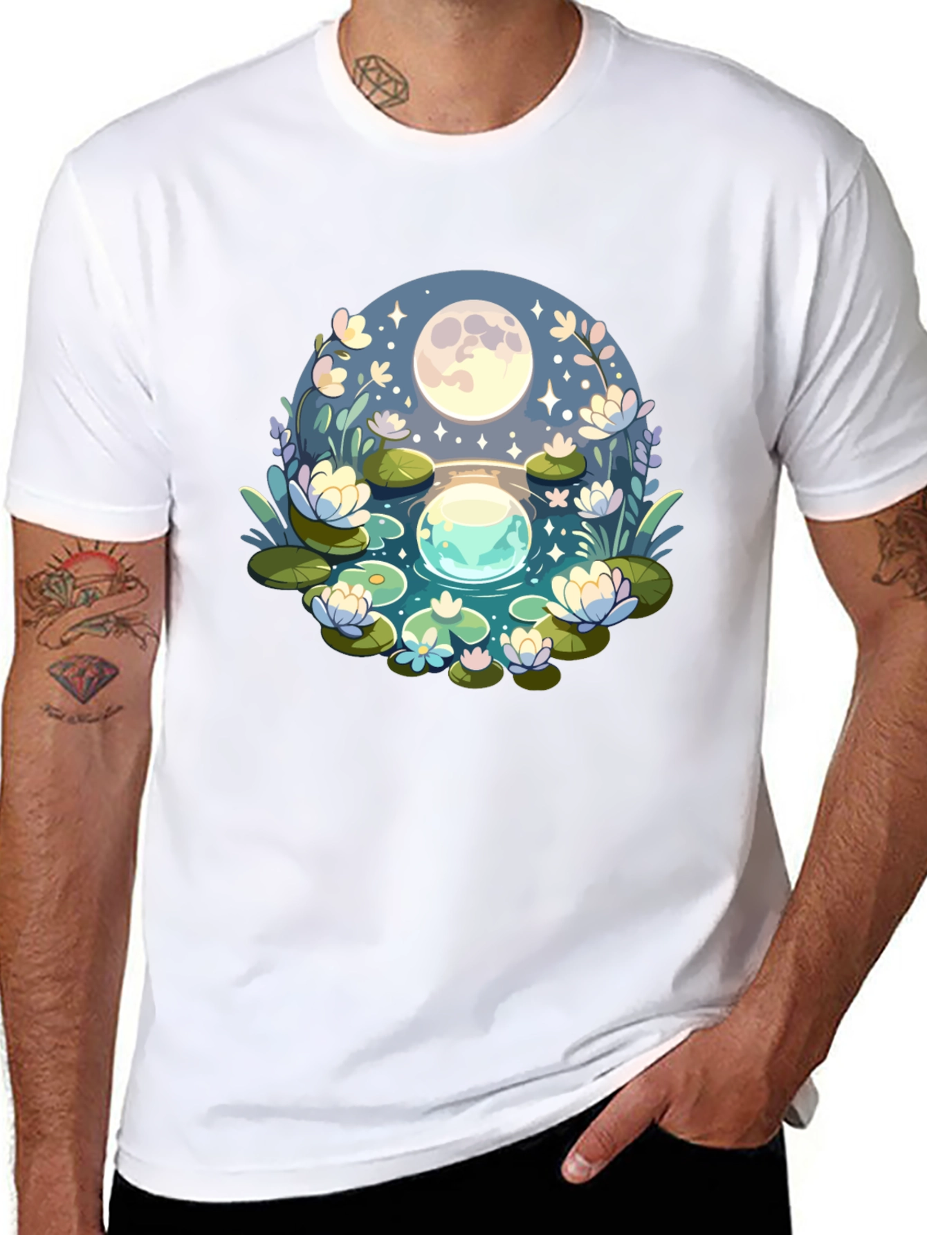 Magical Moonlit Pond Graphic Tee