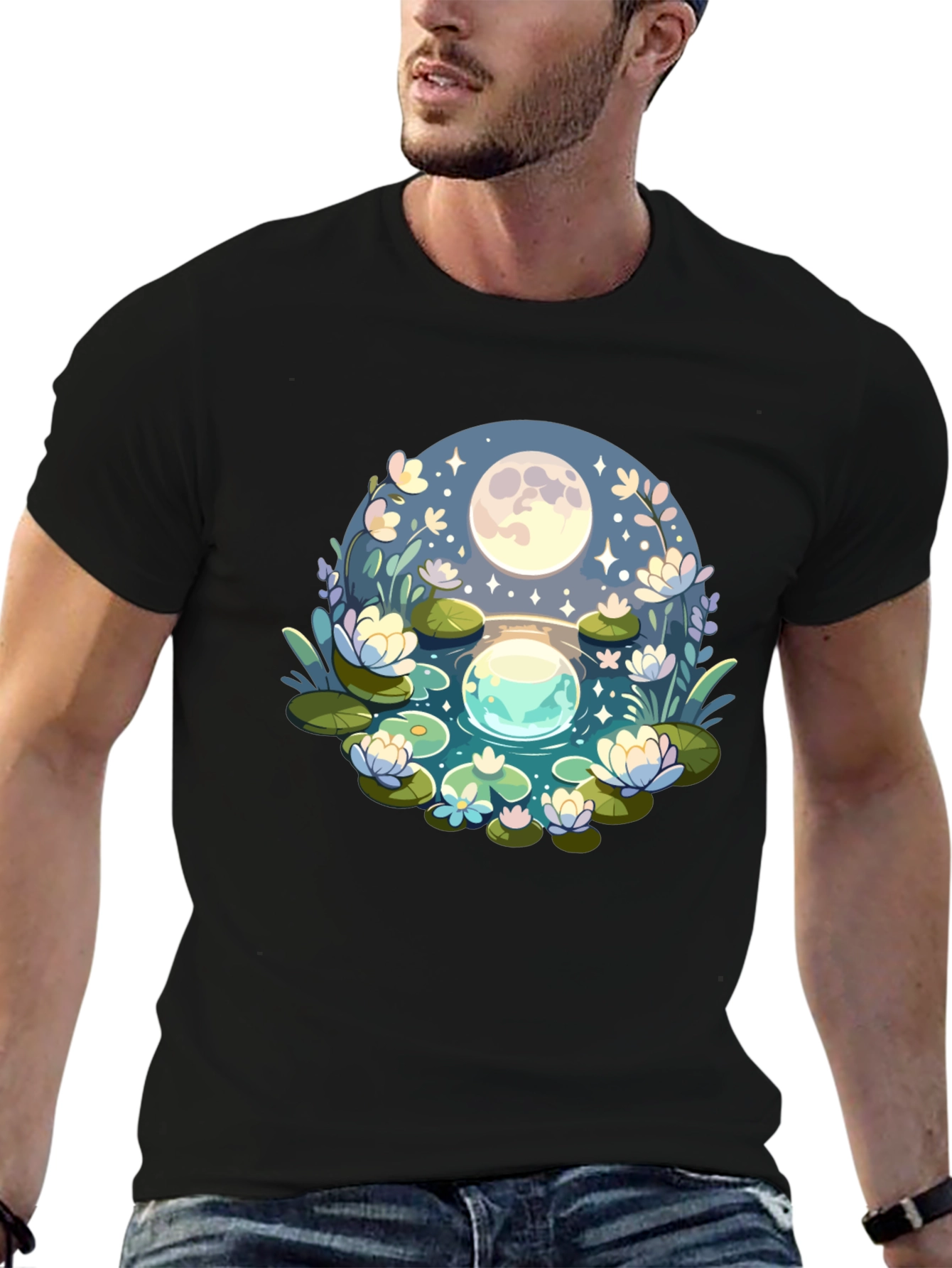 Magical Moonlit Pond Graphic Tee