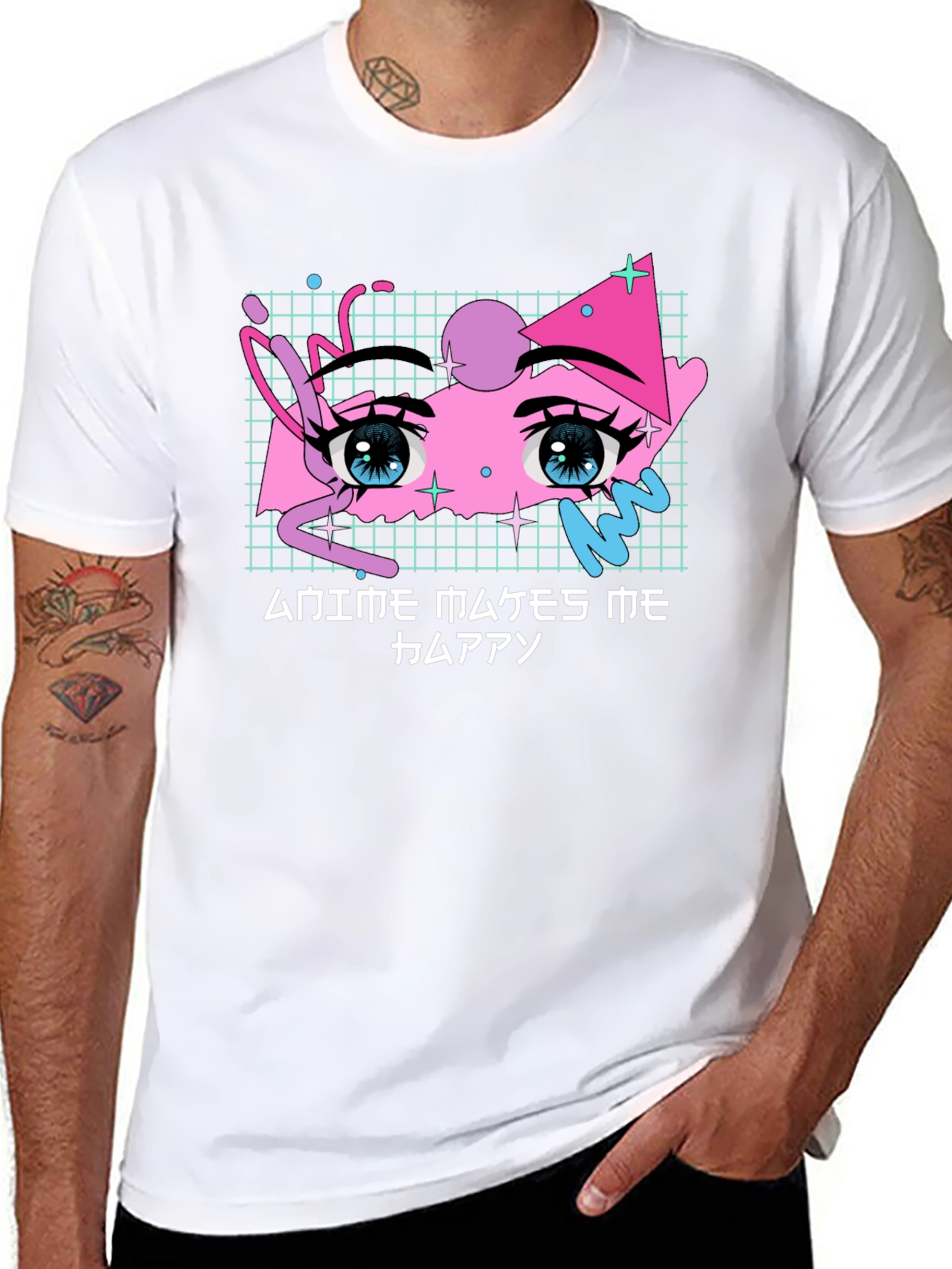 Anime Eyes T-Shirt Vaporwave Aesthetic Black