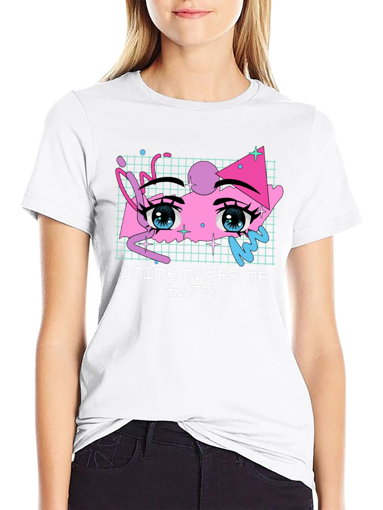 Anime Eyes T-Shirt Vaporwave Aesthetic Black