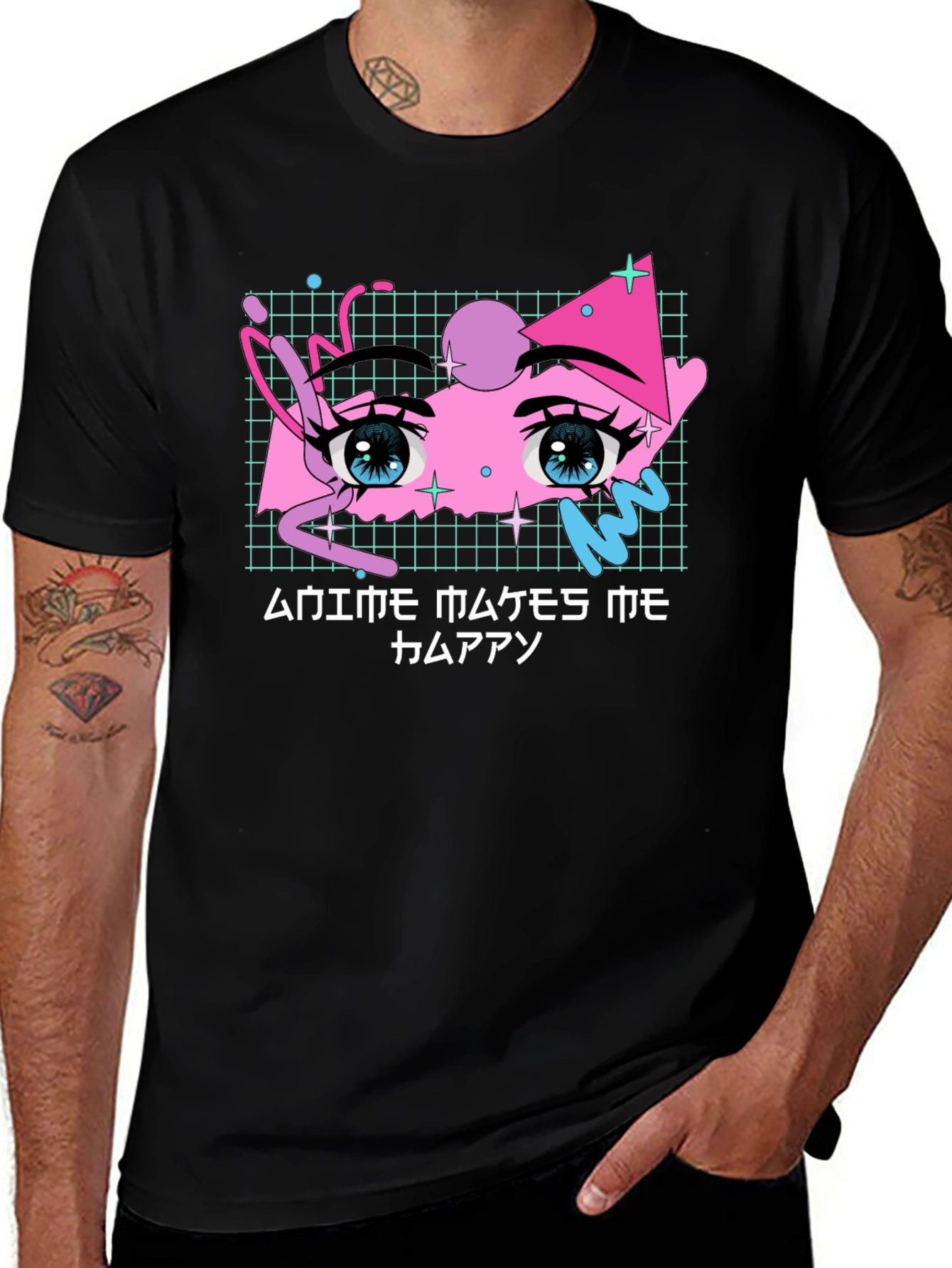 Anime Eyes T-Shirt Vaporwave Aesthetic Black