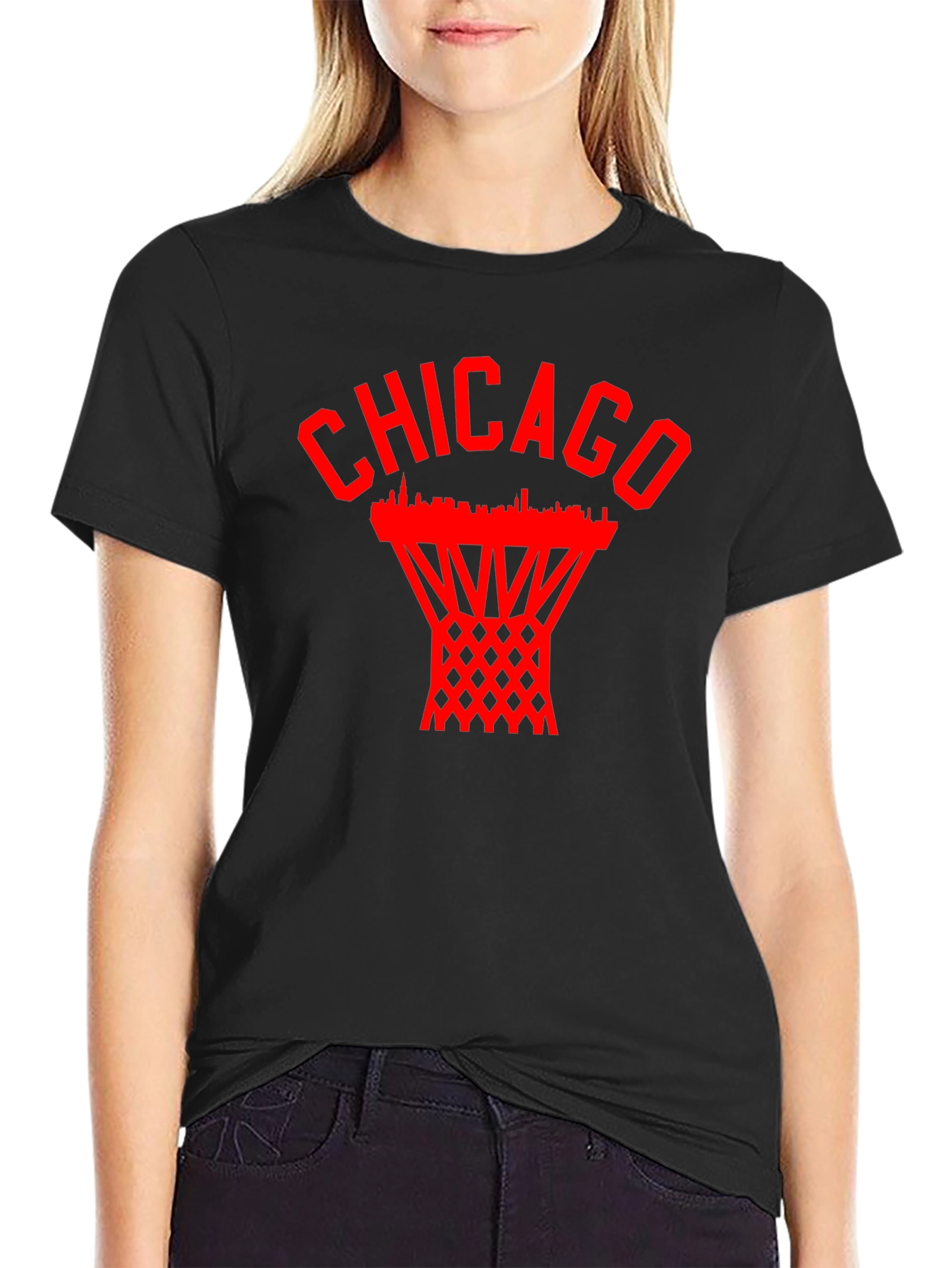 Chicago Basketball Graphic Tee - City Skyline Design