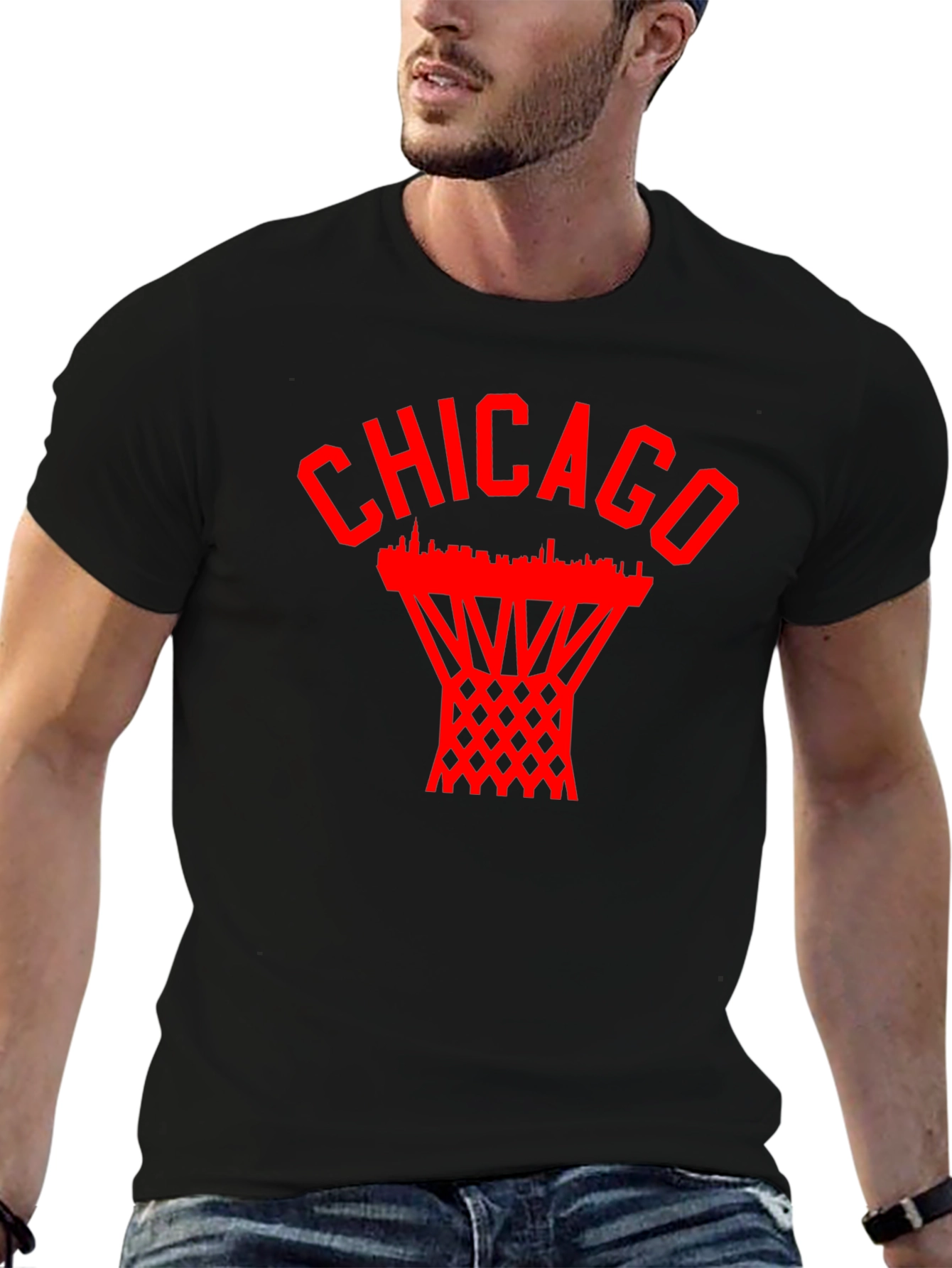 Chicago Basketball Graphic Tee - City Skyline Design