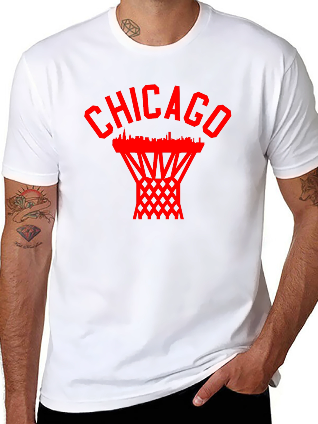 Chicago Basketball Graphic Tee - City Skyline Design