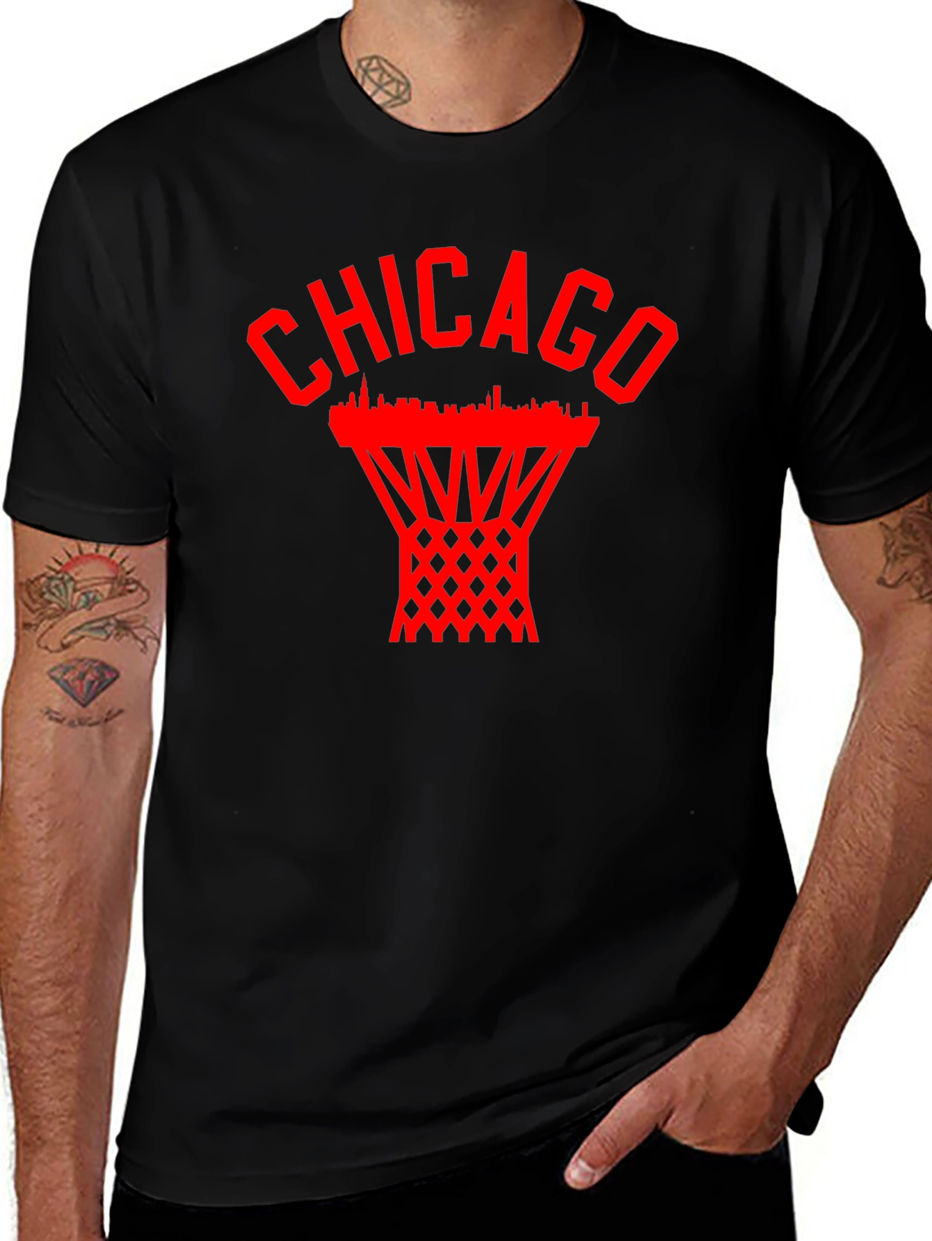 Chicago Basketball Graphic Tee - City Skyline Design