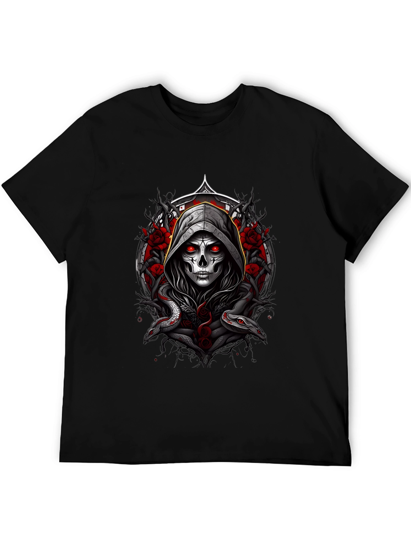 Grim Reaper Snake Roses Graphic Tee