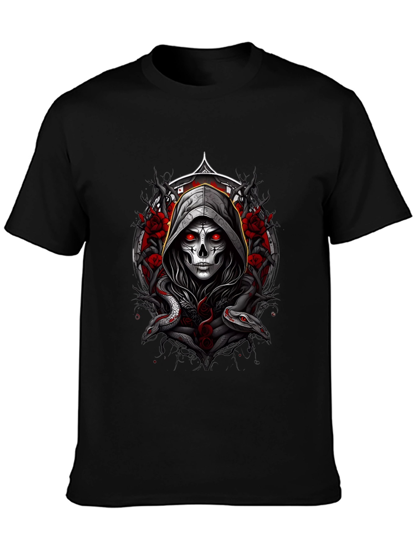 Grim Reaper Snake Roses Graphic Tee