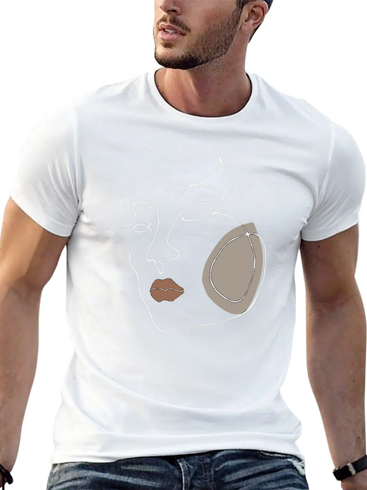 Abstract Face Line Art T-Shirt - Modern Minimalist Tee