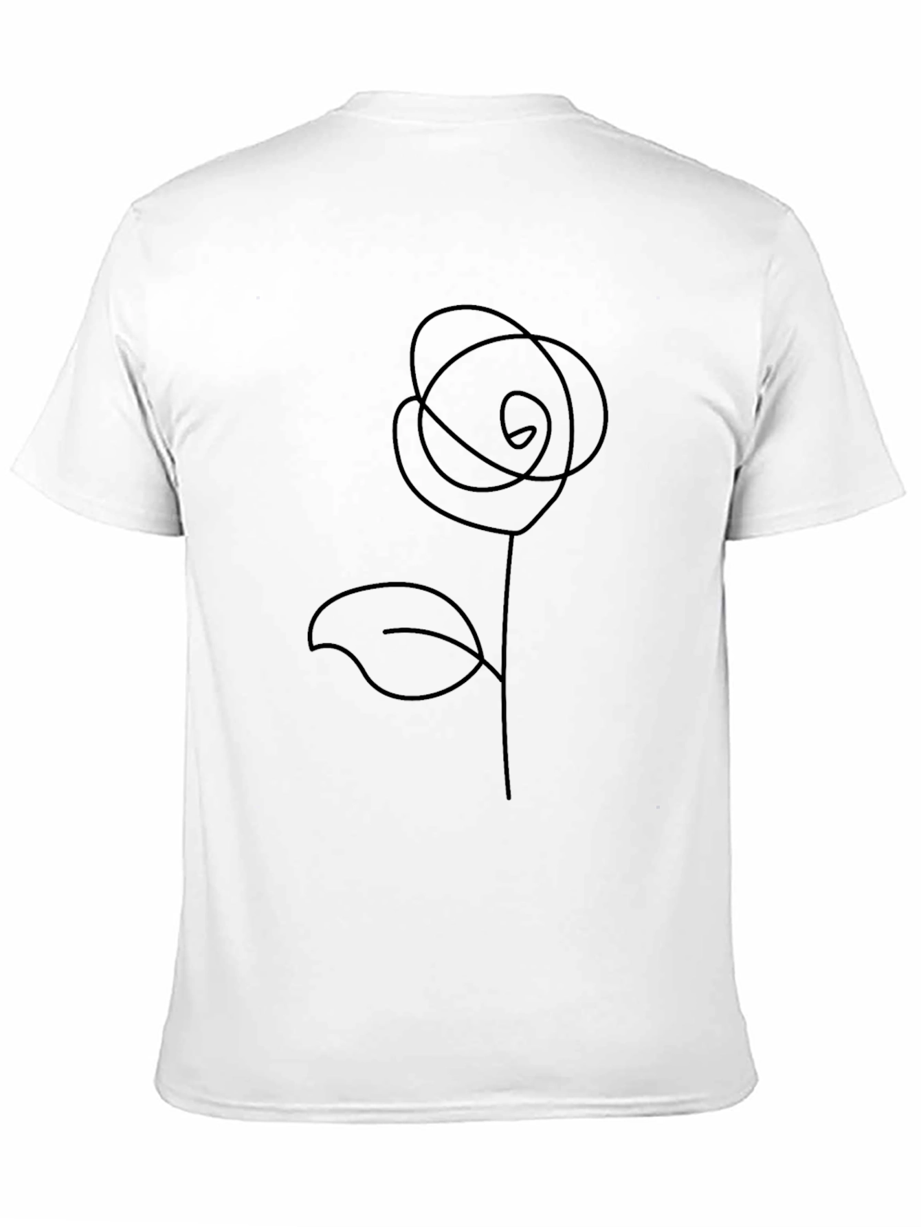 Minimalist Rose Line Art Black T-Shirt