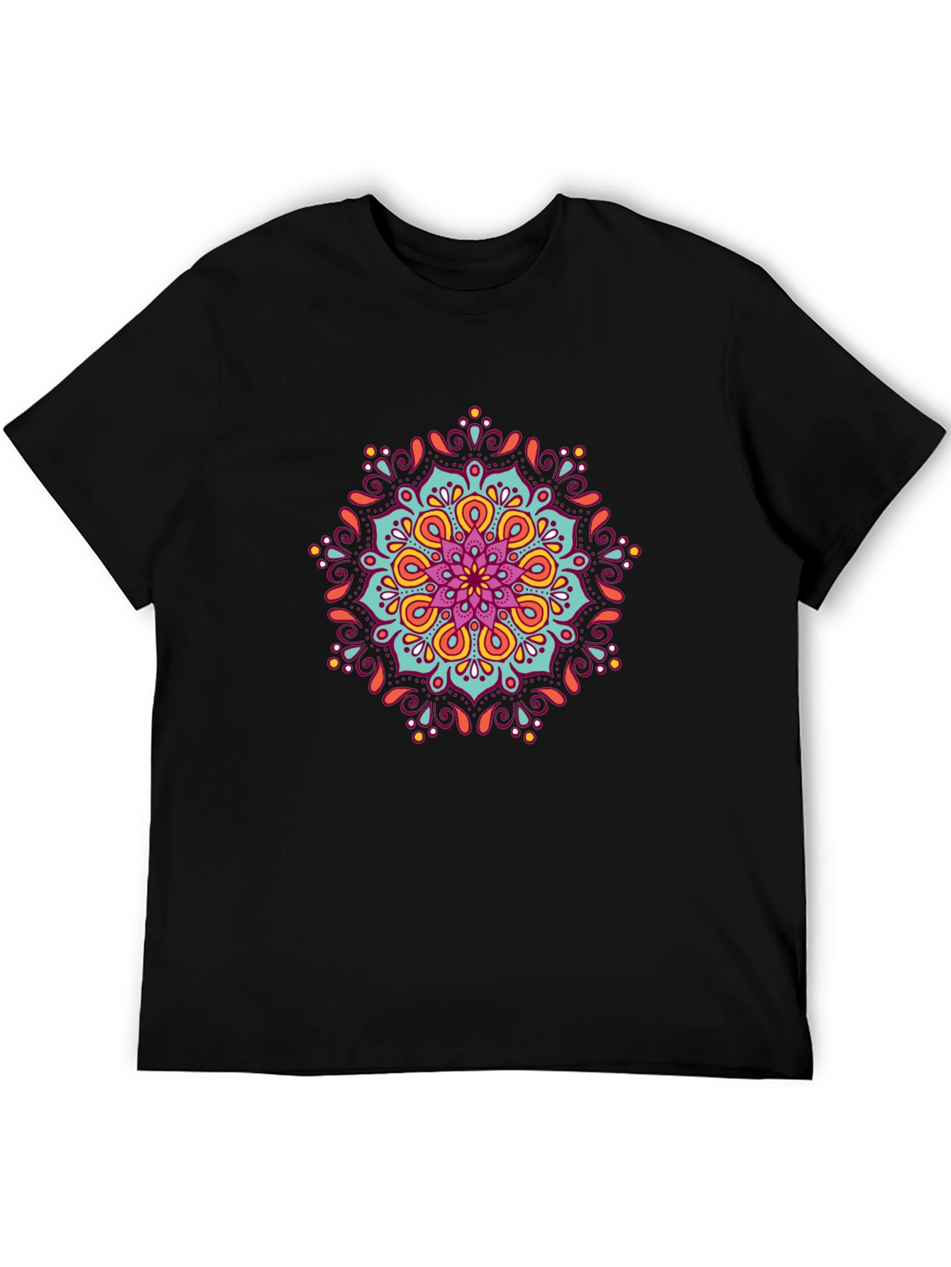 Mandala Print Black T-Shirt - Artistic Casual Wear