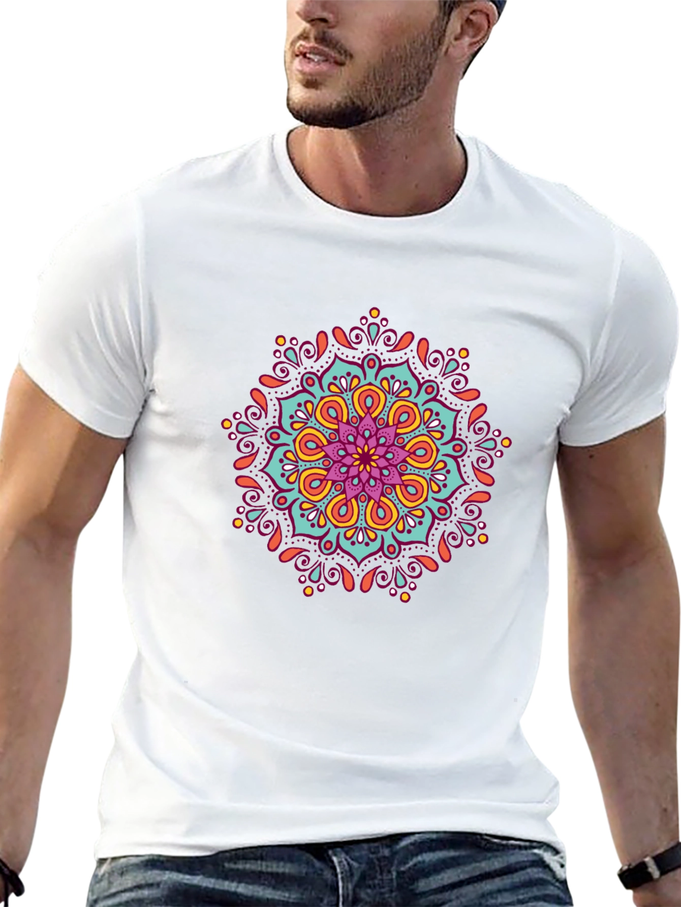 Mandala Print Black T-Shirt - Artistic Casual Wear