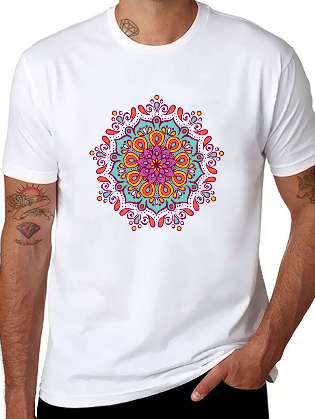 Mandala Print Black T-Shirt - Artistic Casual Wear