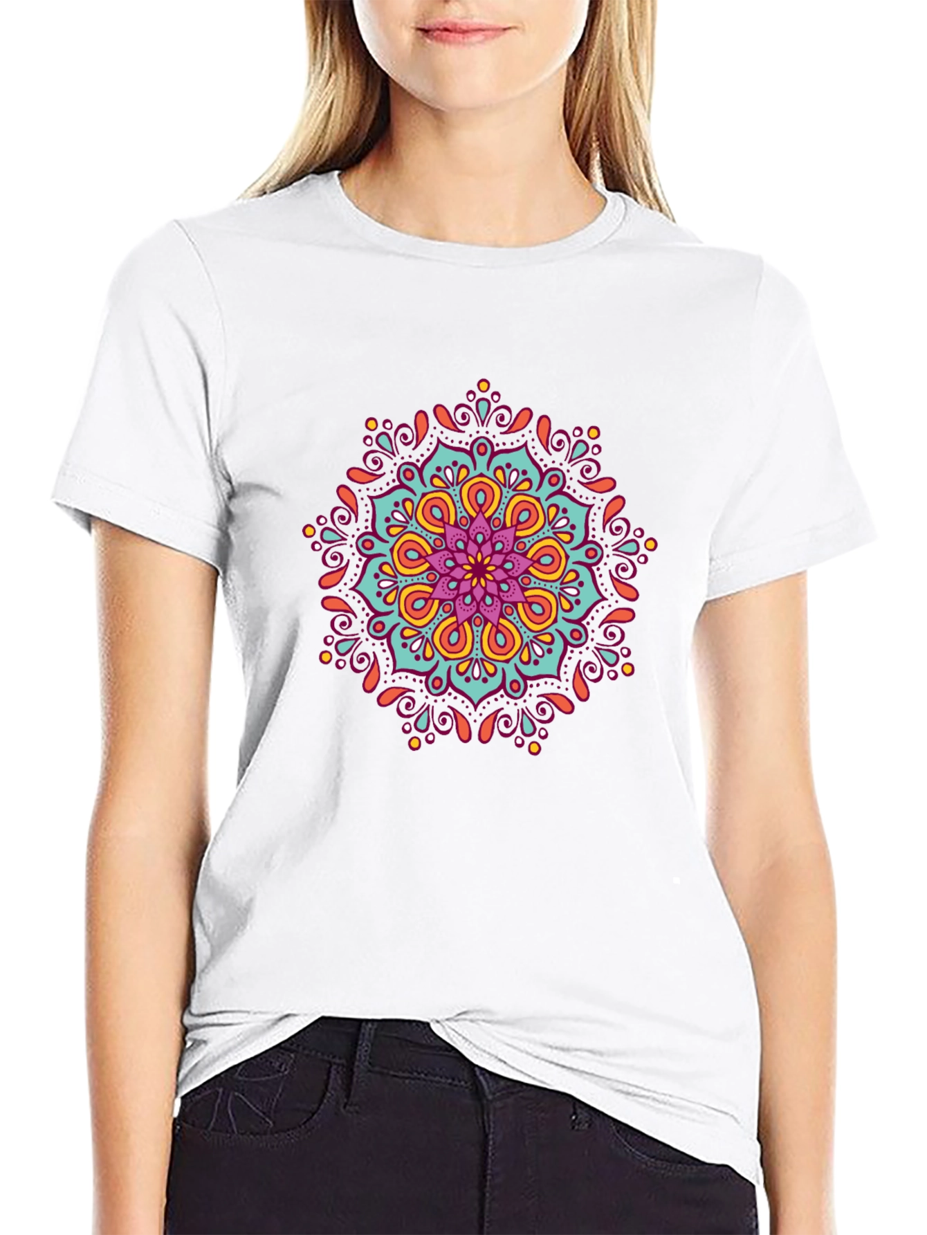 Mandala Print Black T-Shirt - Artistic Casual Wear