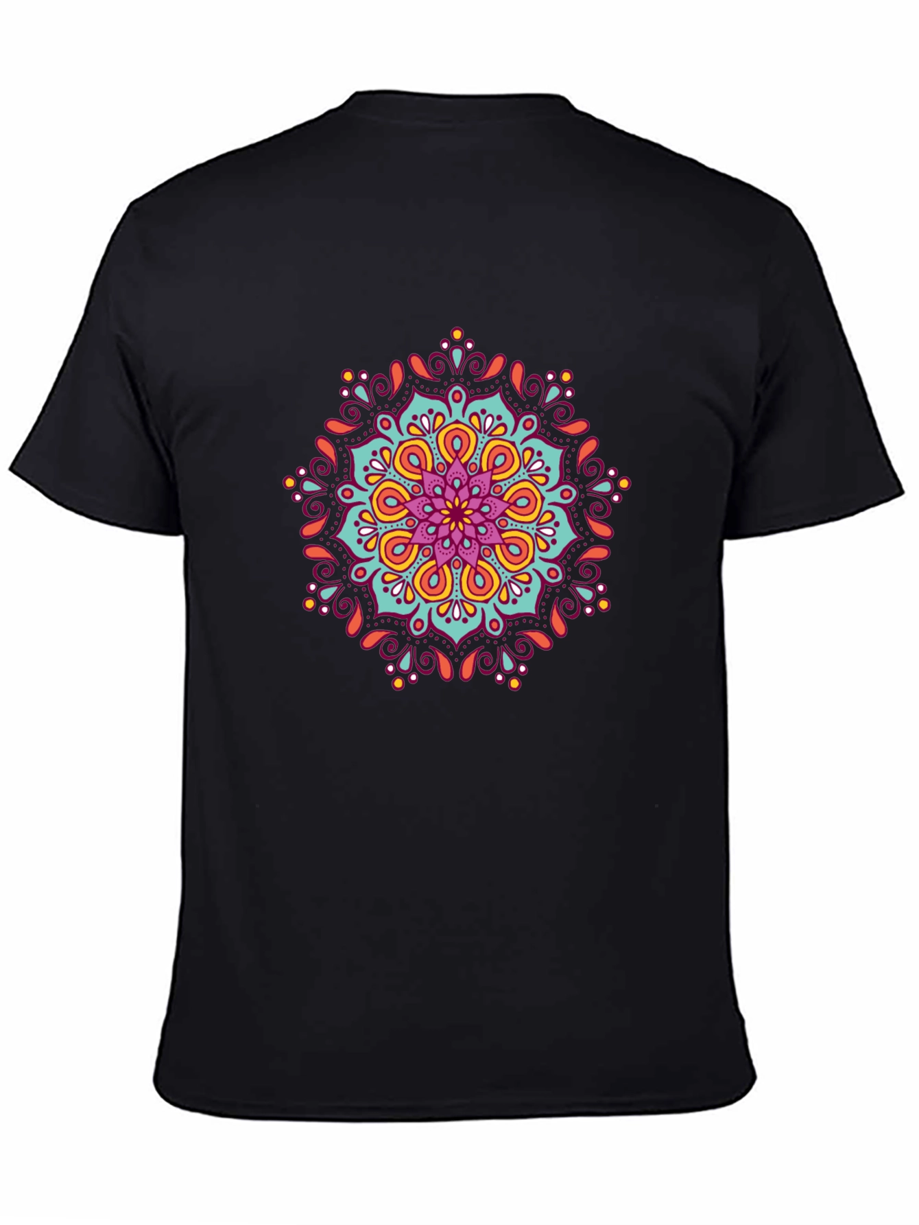 Mandala Print Black T-Shirt - Artistic Casual Wear