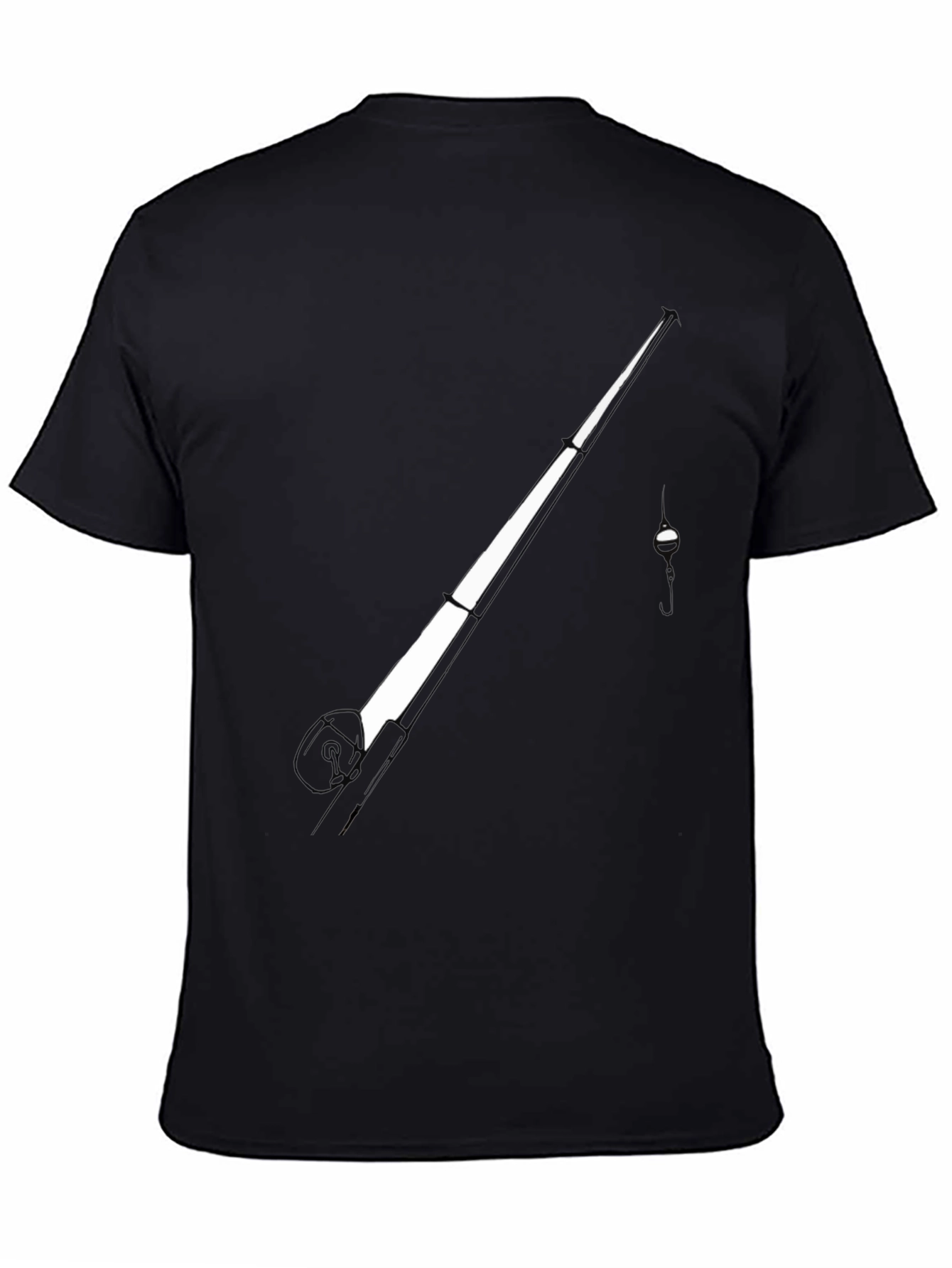 Fishing Rod Graphic Tee - Black Cotton Blend