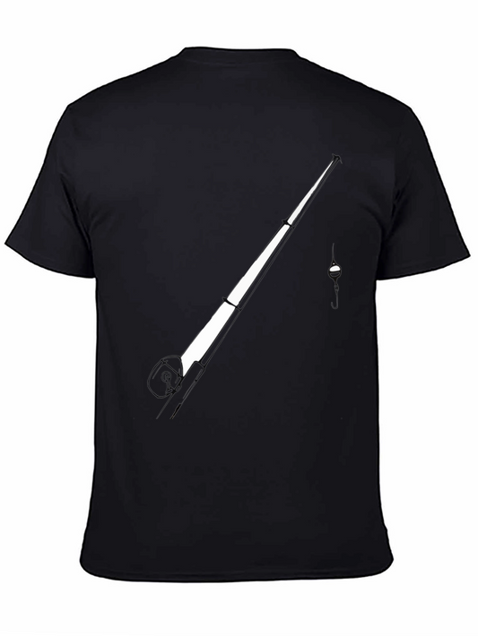 Fishing Rod Graphic Tee - Black Cotton Blend