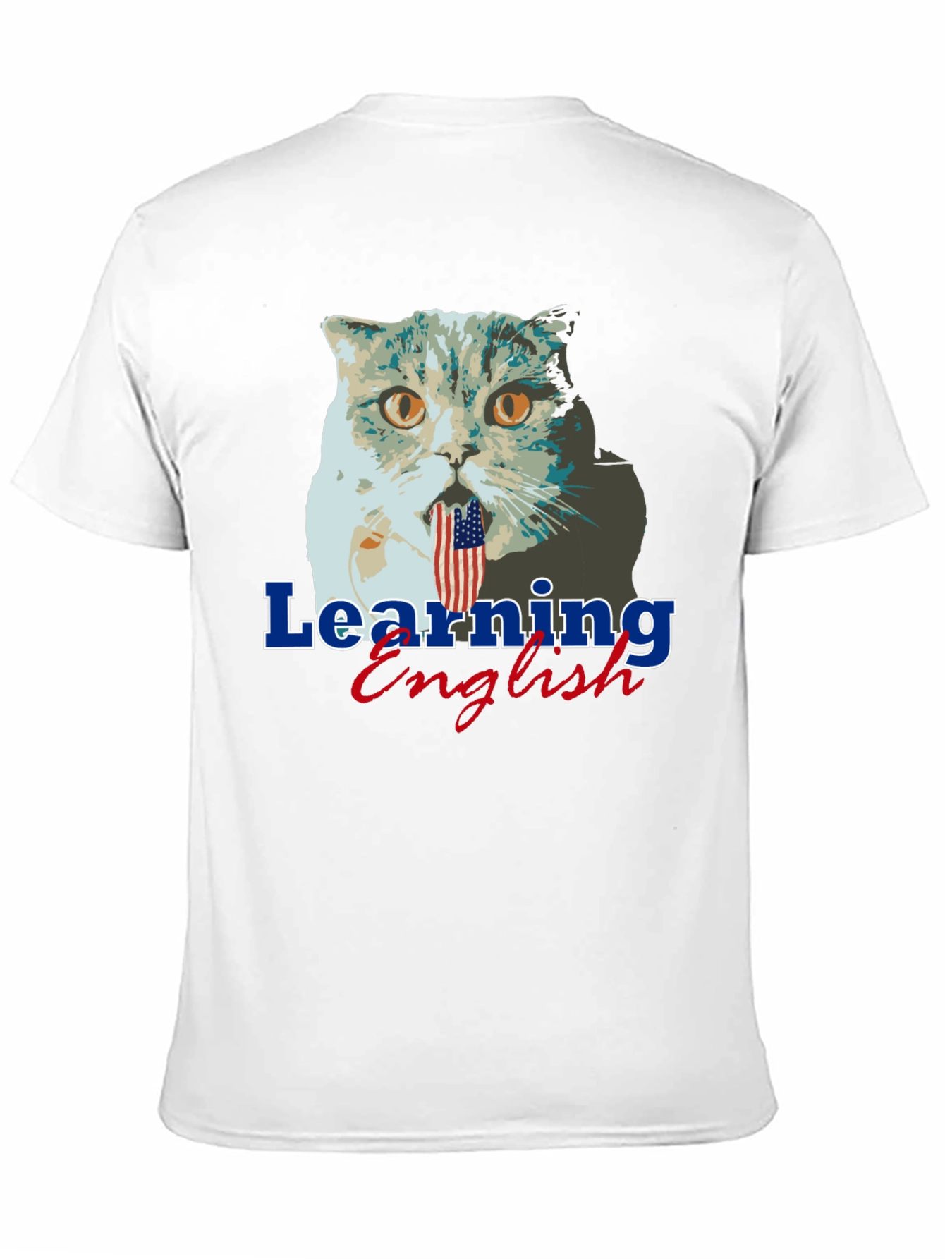 Funny Cat Learning English Graphic Tee