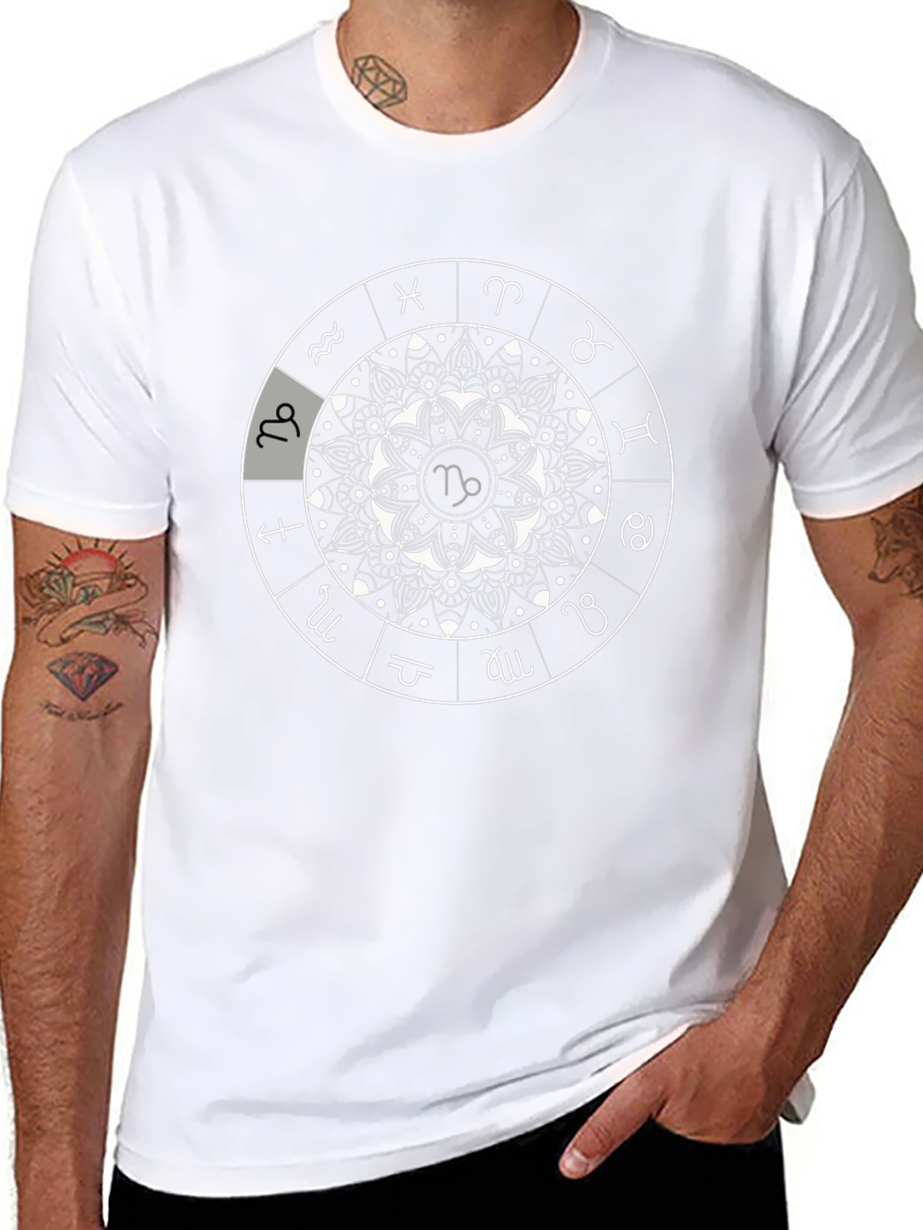 Zodiac Mandala T-Shirt - Capricorn Symbol