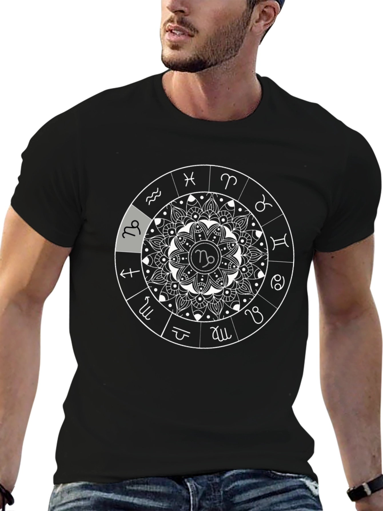 Zodiac Mandala T-Shirt - Capricorn Symbol