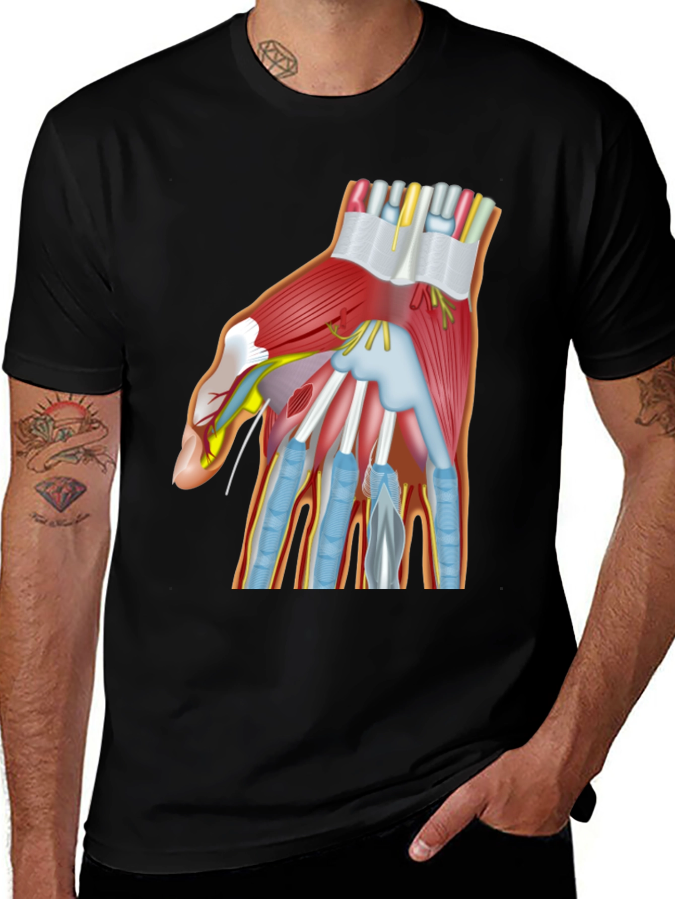Anatomy Hand Graphic Black T-Shirt
