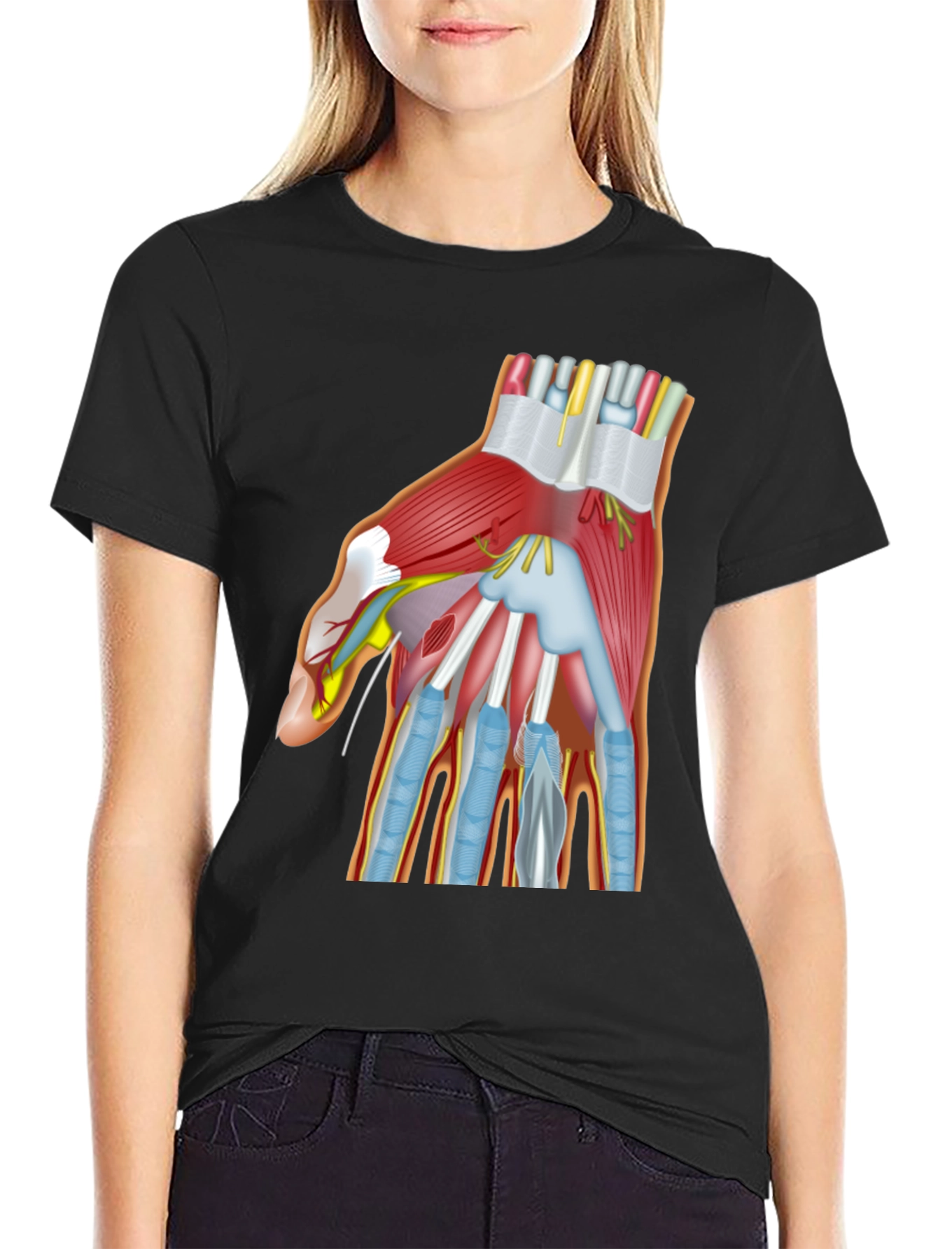Anatomy Hand Graphic Black T-Shirt