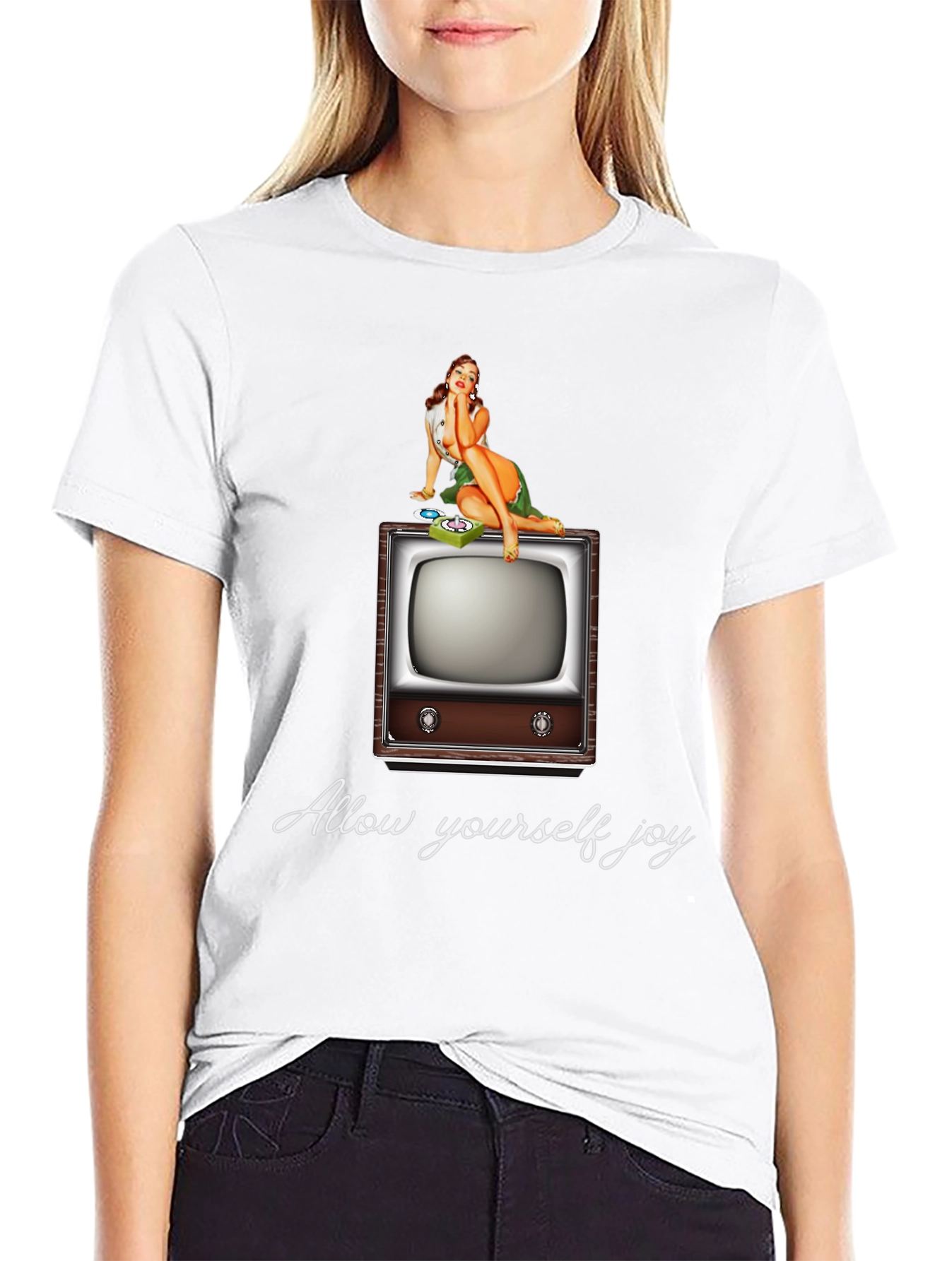 Retro TV Pin-Up Graphic T-Shirt