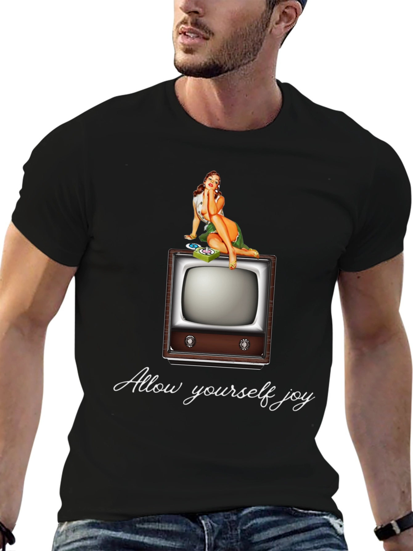 Retro TV Pin-Up Graphic T-Shirt