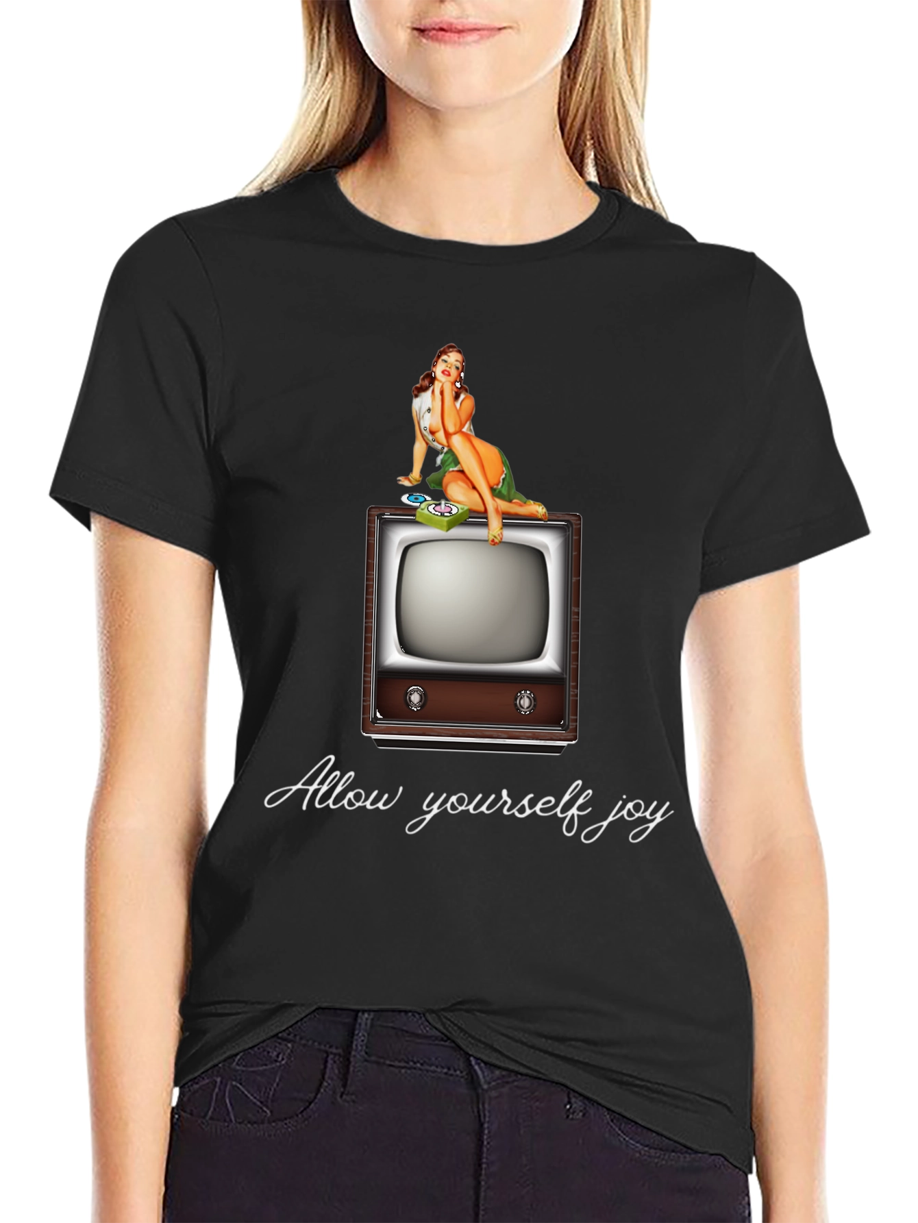 Retro TV Pin-Up Graphic T-Shirt
