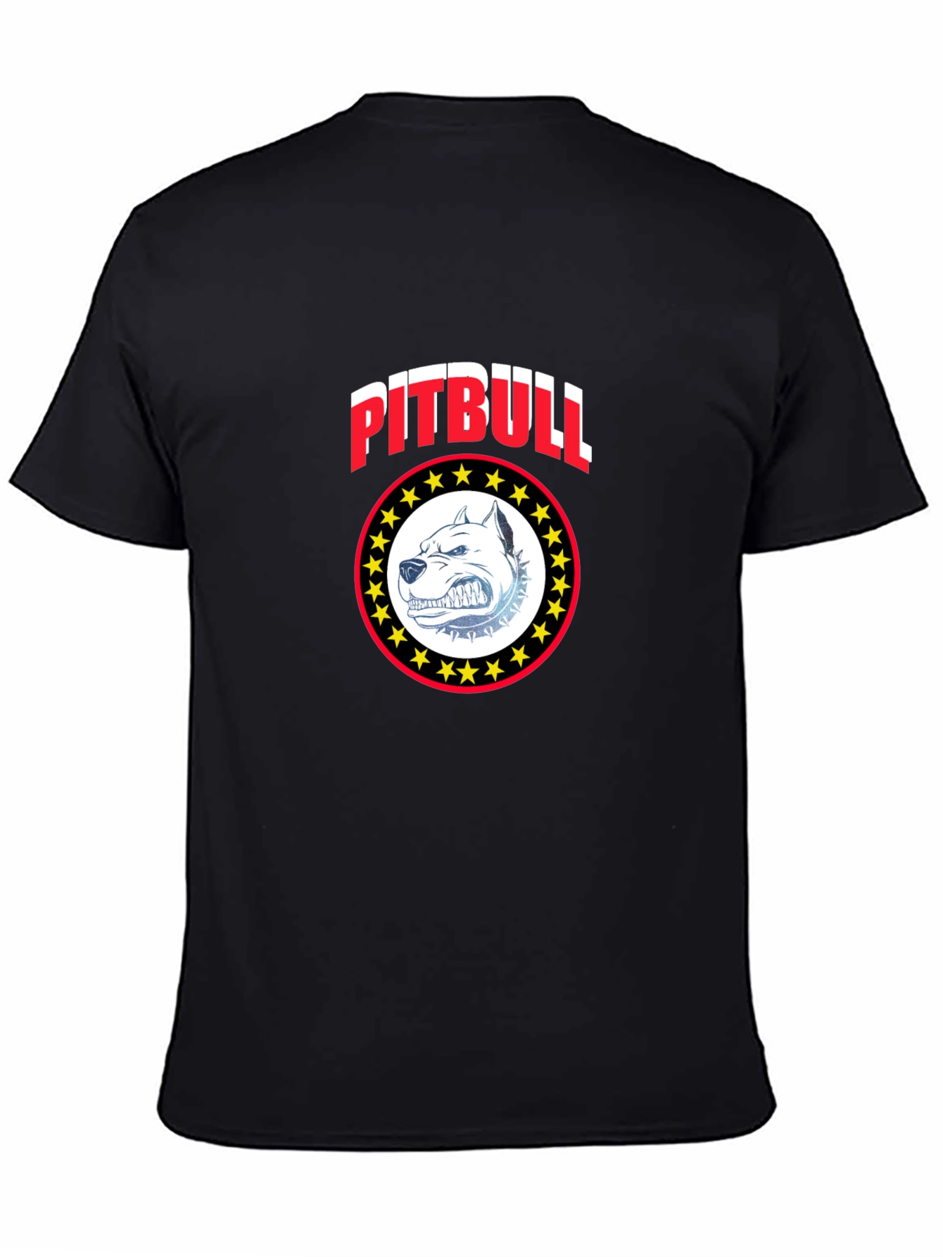 Pitbull Dog Graphic Print Black T-Shirt