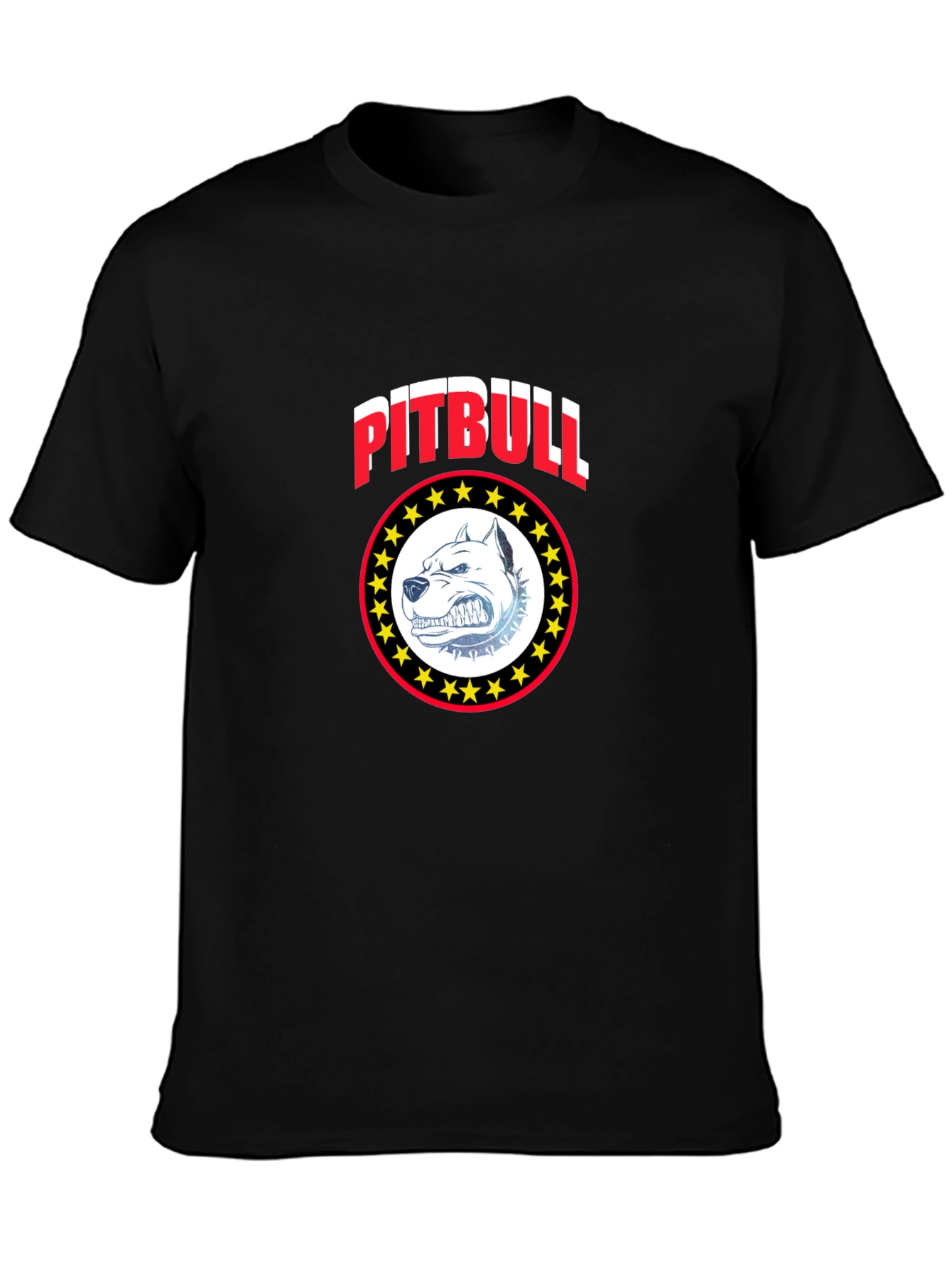 Pitbull Dog Graphic Print Black T-Shirt