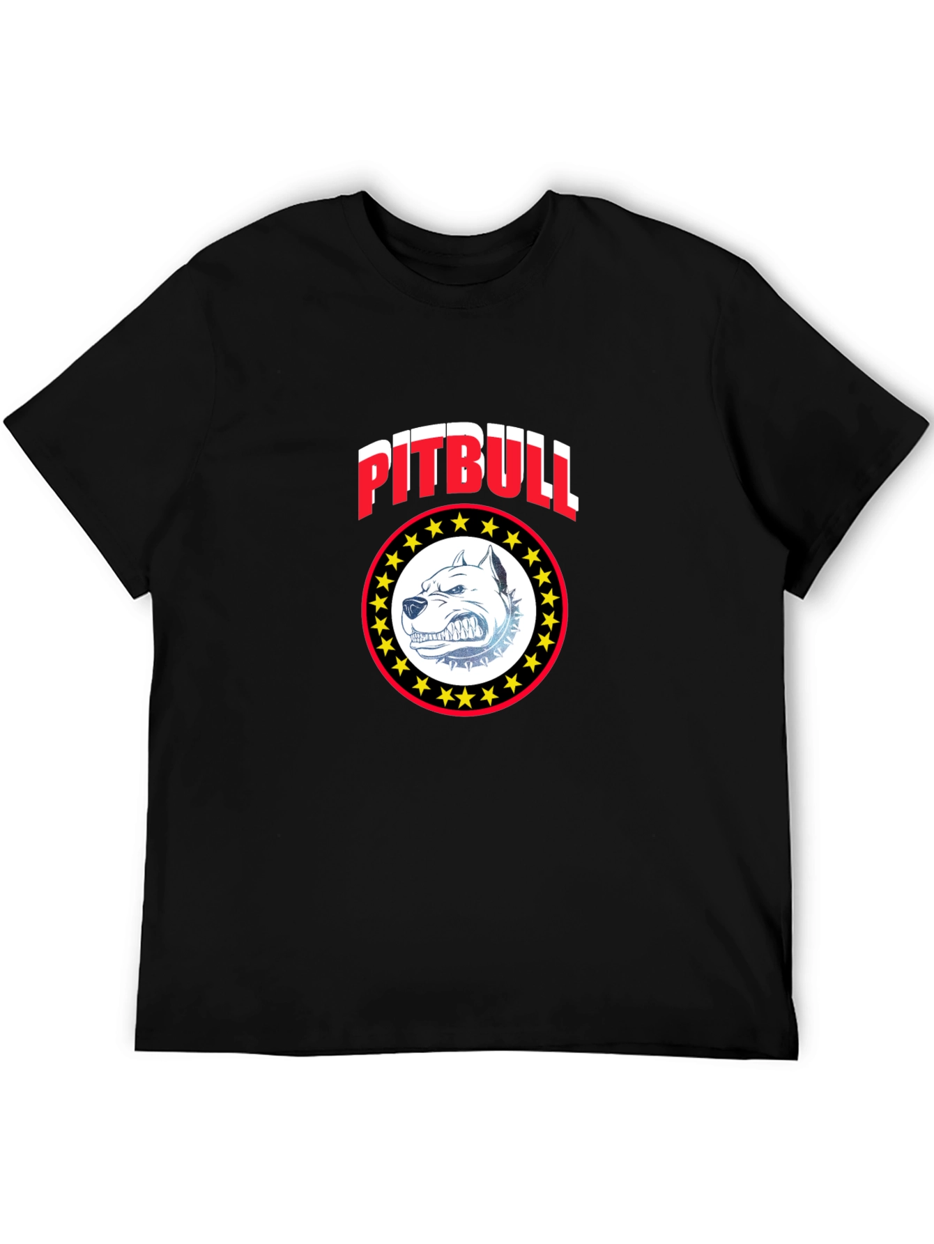 Pitbull Dog Graphic Print Black T-Shirt