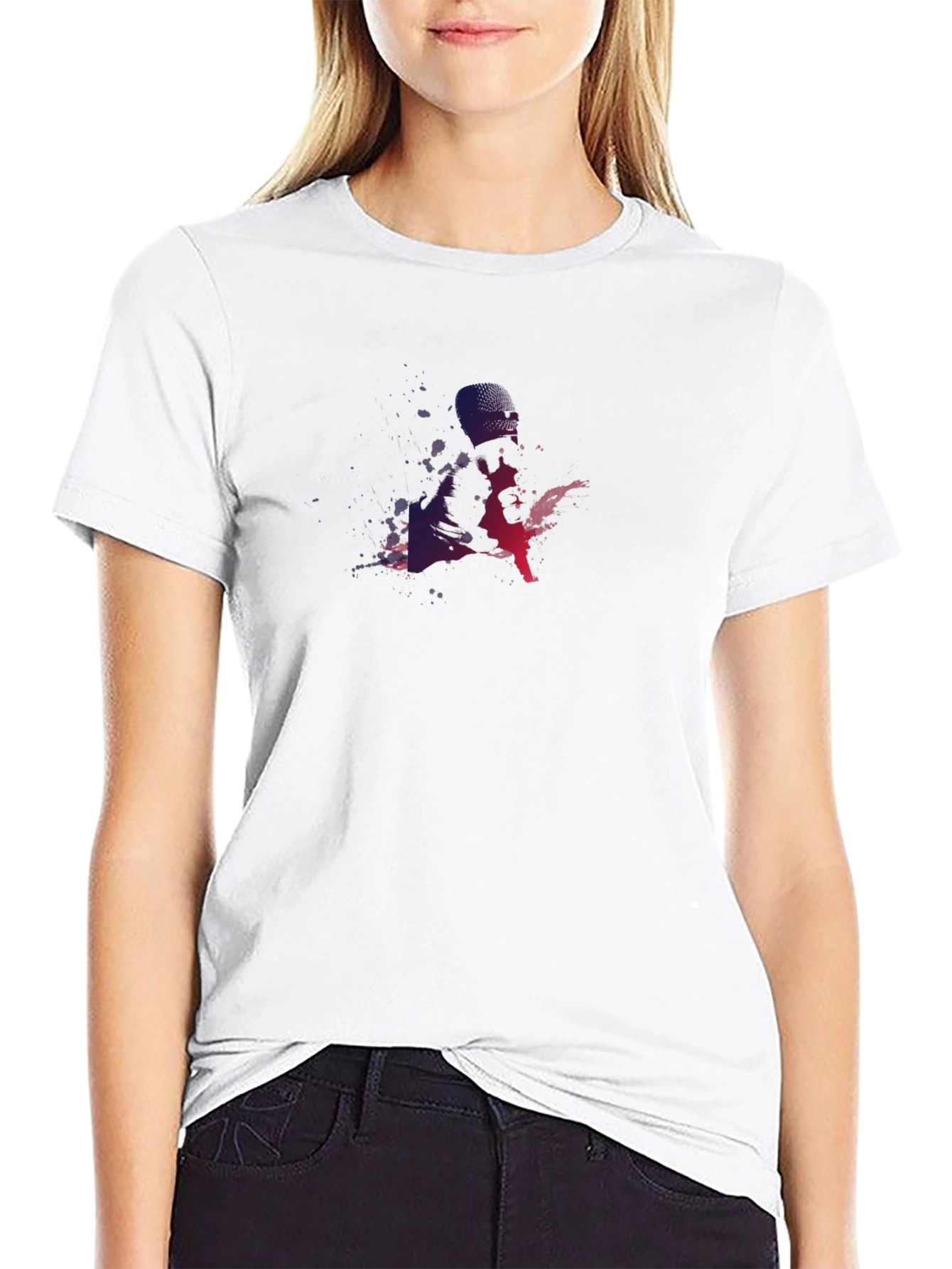 Gradient Silhouette Graphic Black T-Shirt