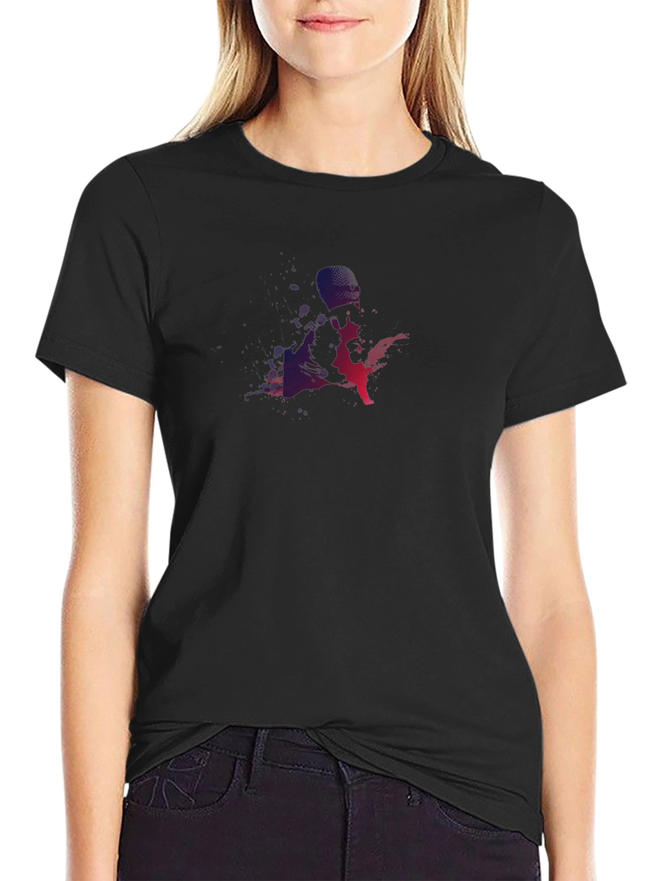 Gradient Silhouette Graphic Black T-Shirt