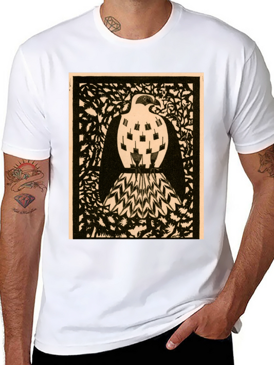 Abstract Bird Graphic Print Black Tee