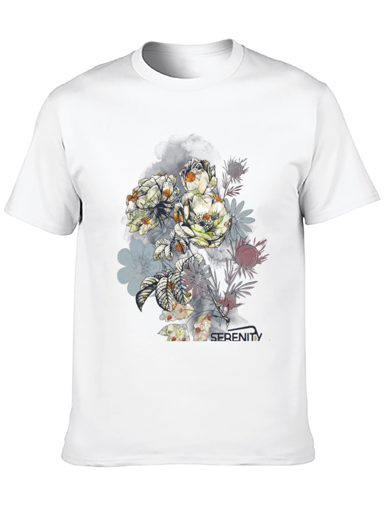 Floral Serenity Black Graphic Tee