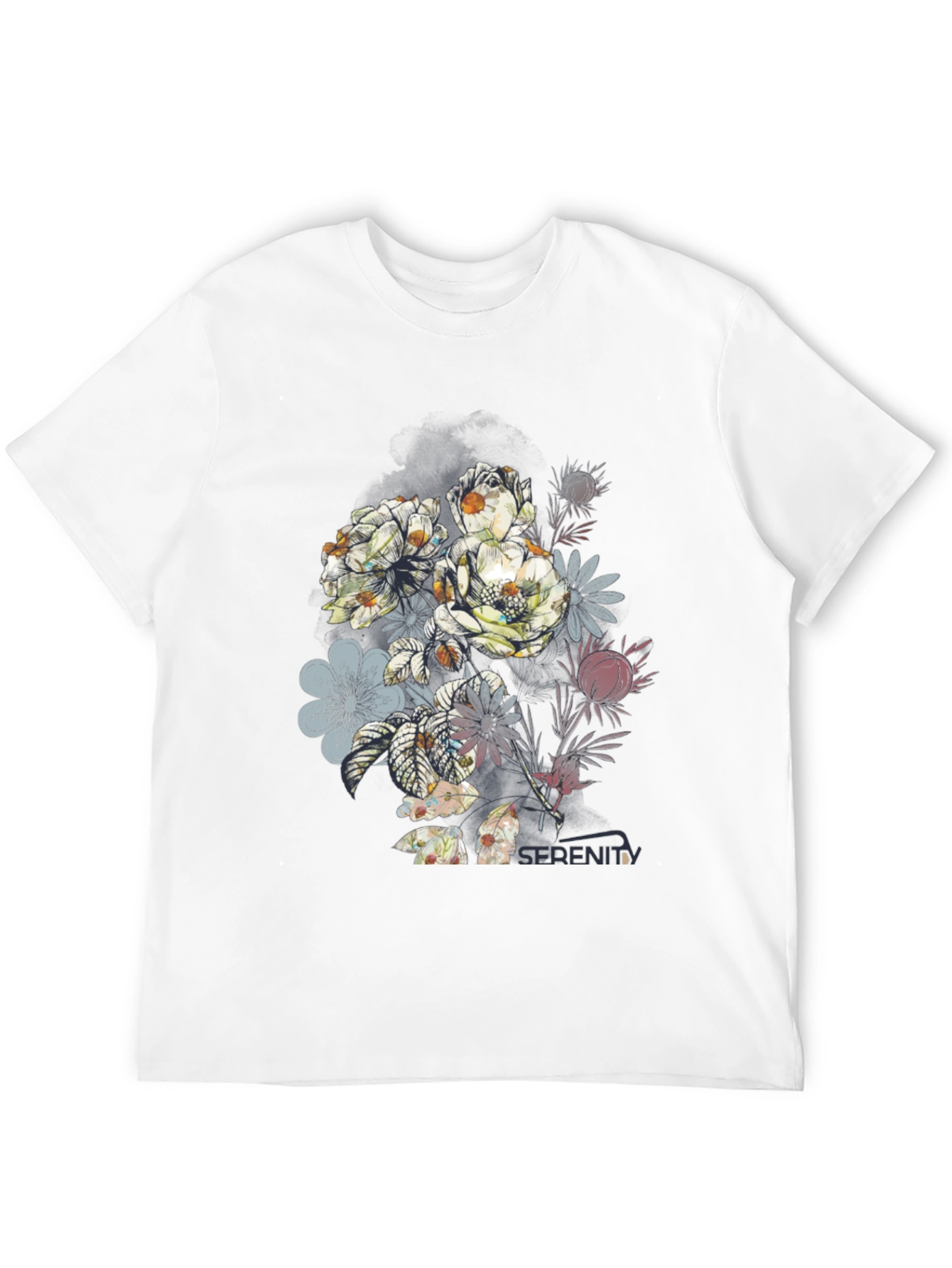Floral Serenity Black Graphic Tee