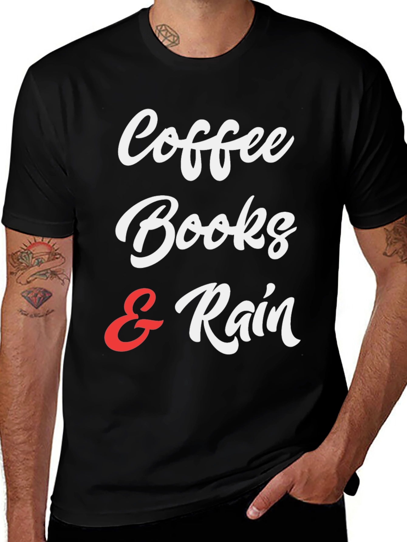Coffee Books & Rain Graphic T-Shirt