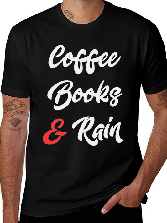 Coffee Books & Rain Graphic T-Shirt