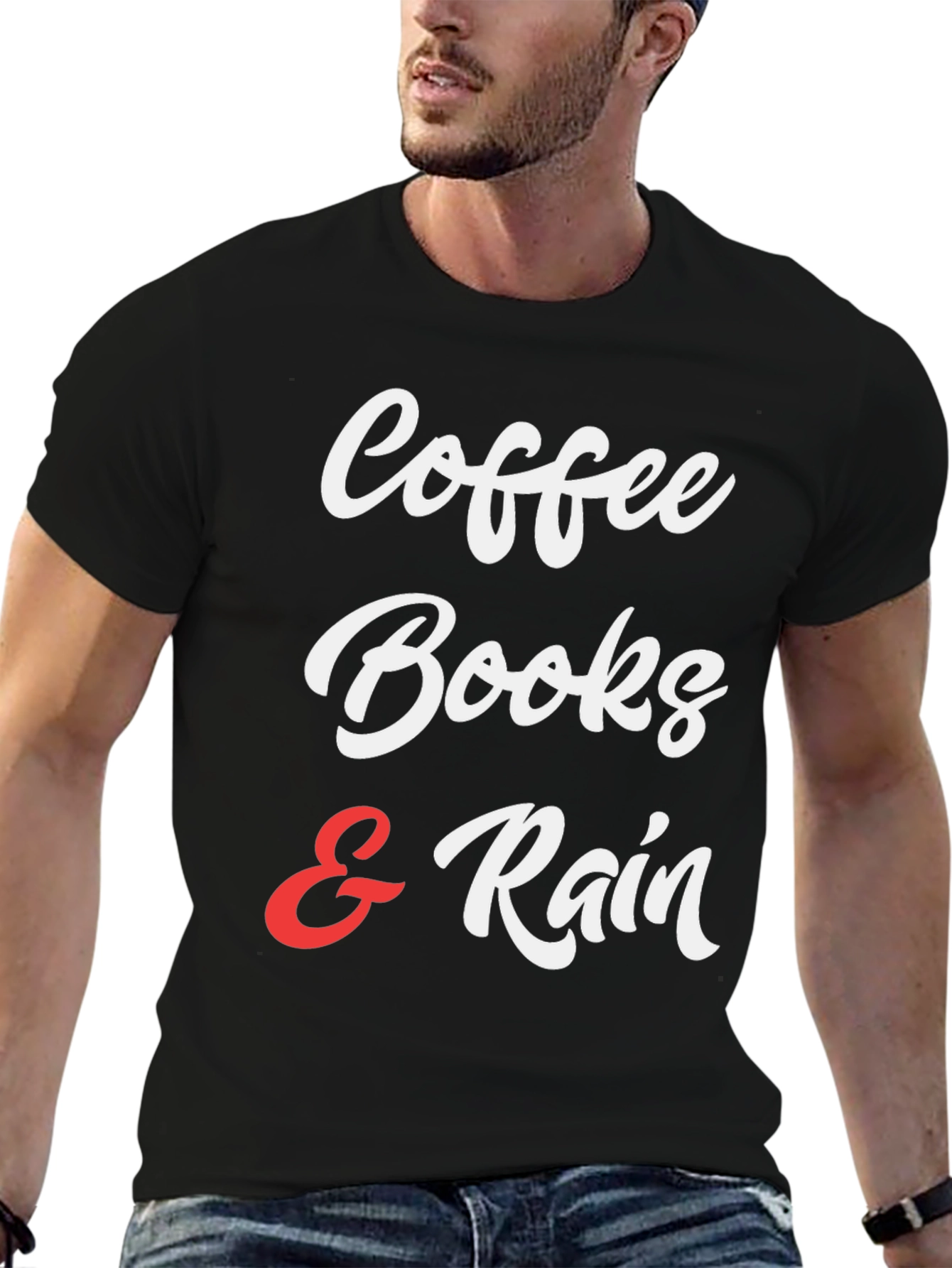 Coffee Books & Rain Graphic T-Shirt