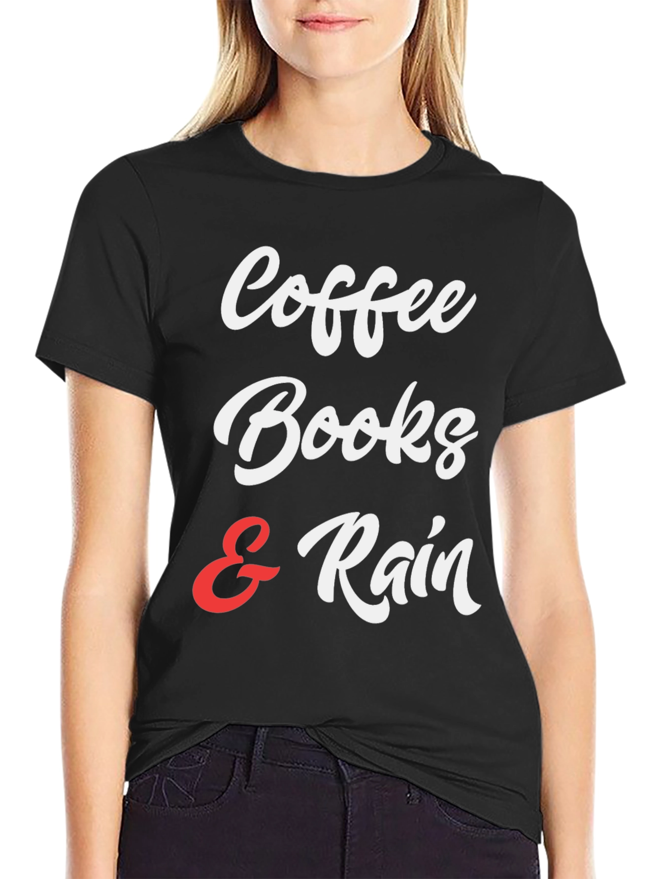 Coffee Books & Rain Graphic T-Shirt
