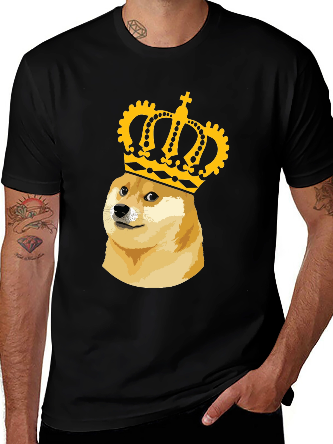 Doge King Graphic T-Shirt - Black Cotton Tee