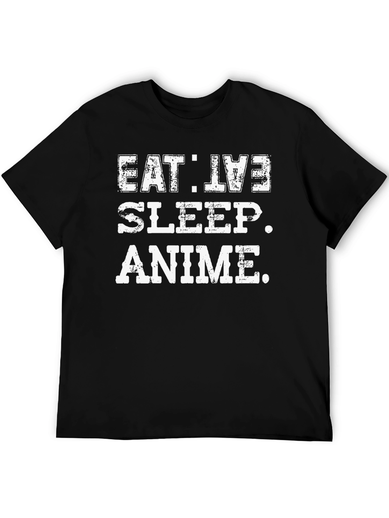 Eat Live Sleep Anime Black Graphic T-Shirt