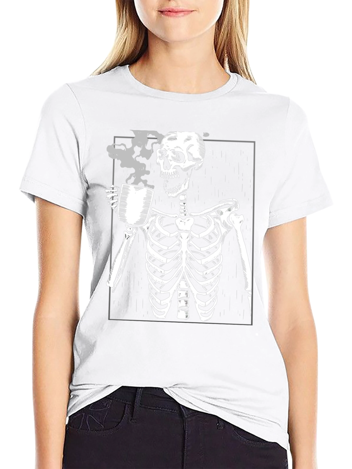 Skeleton Coffee T-Shirt - Death Before Decaf
