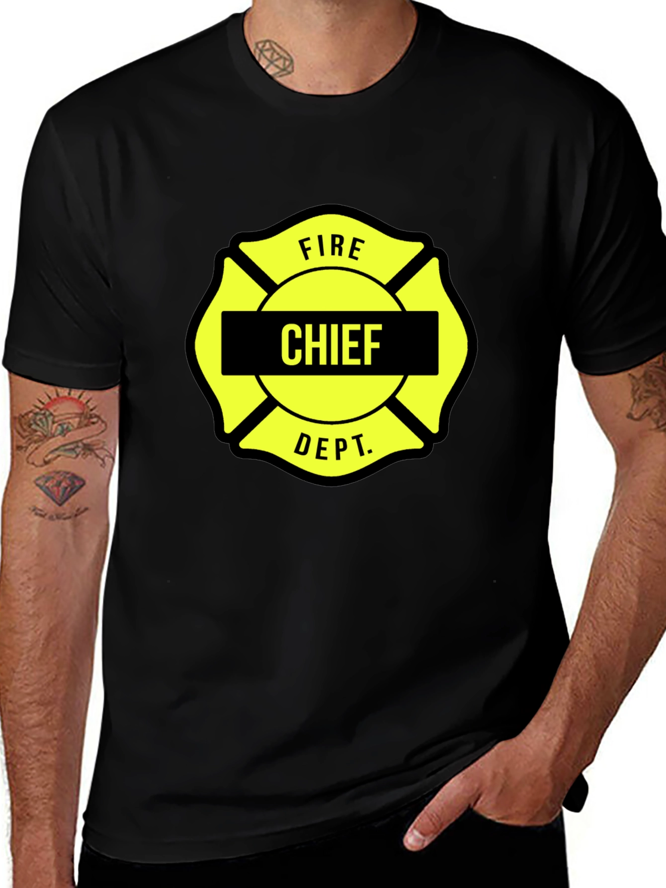 Fire Chief Maltese Cross Black T-Shirt