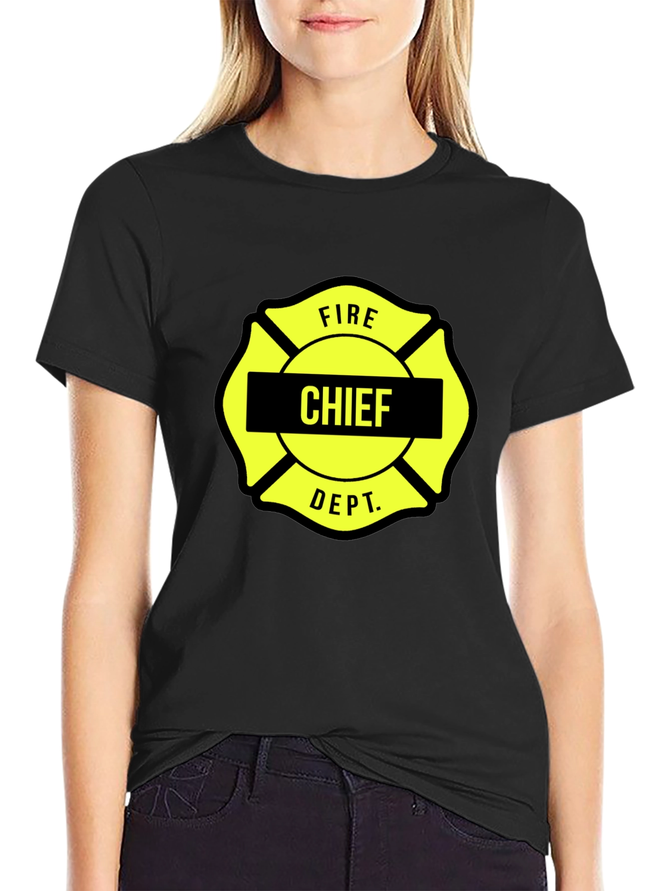 Fire Chief Maltese Cross Black T-Shirt