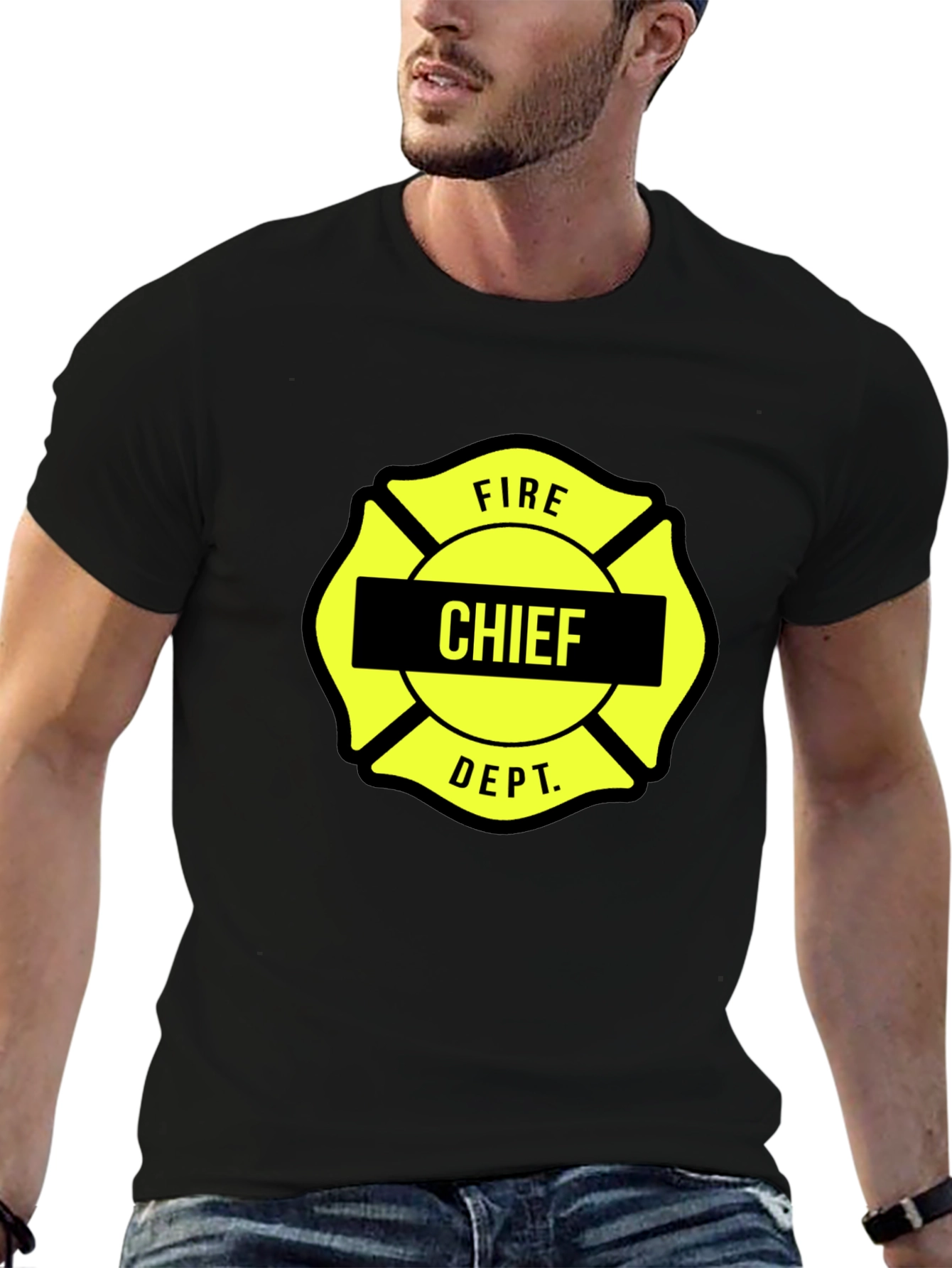 Fire Chief Maltese Cross Black T-Shirt